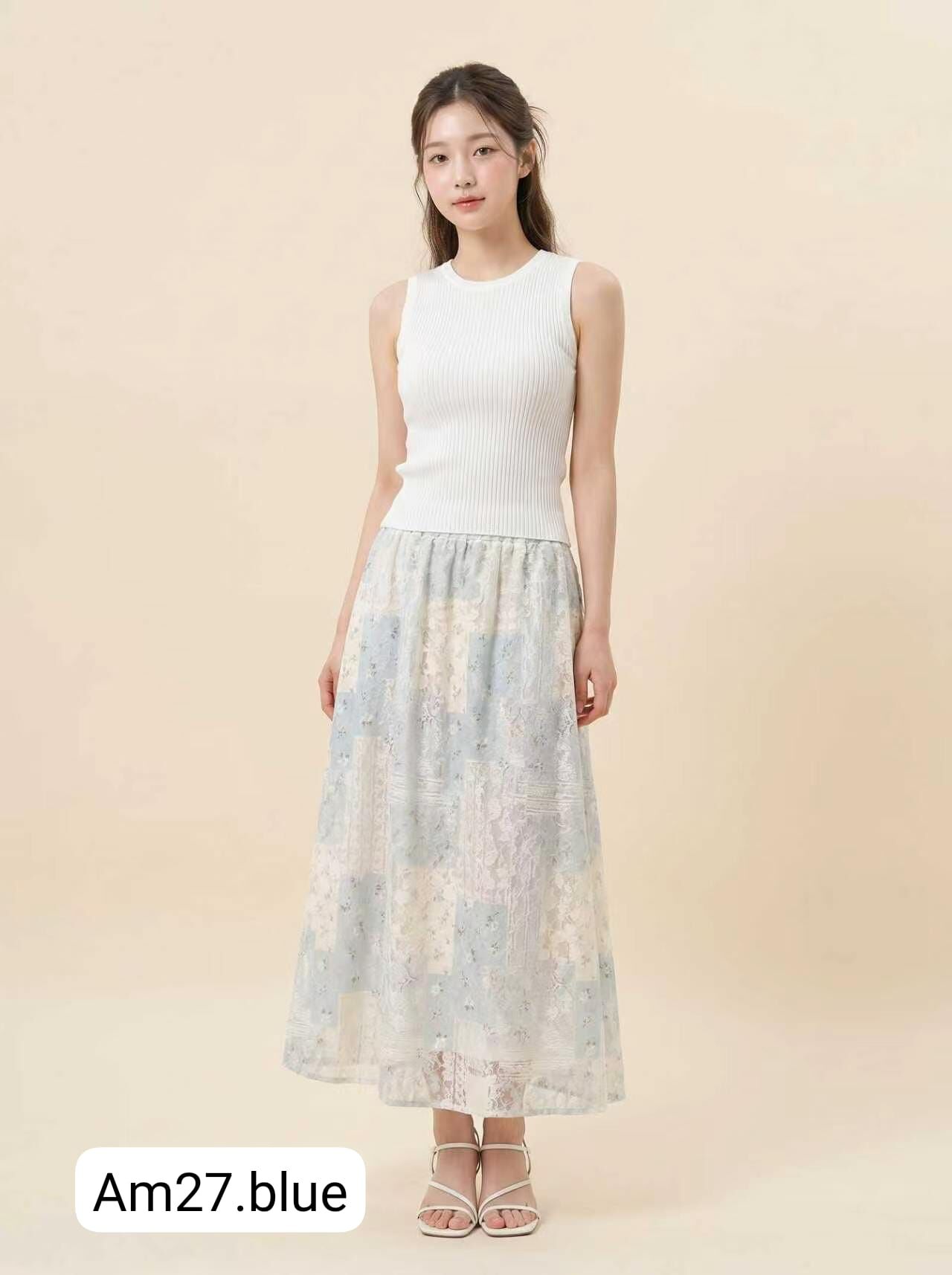 AM27  高質橡根長裙  腰26-40 長32 $399