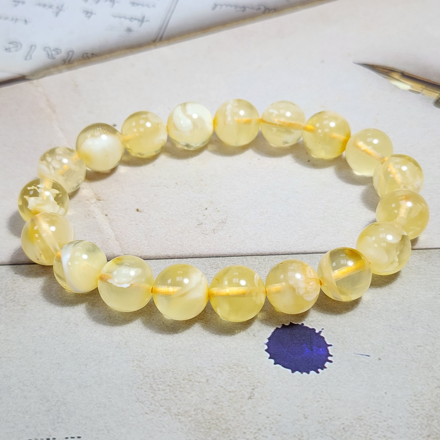 【騰彪琥珀】天然金絞白蜜蠟手鍊 10+mm 帶金沙妖孽財眼紋 質地澄澈沁涼 溫潤寶氣 附公司保證卡 可代送鑑定 大器高品