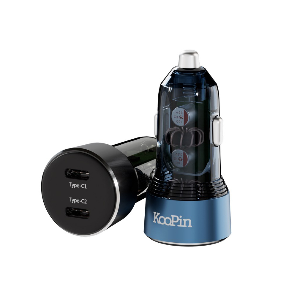 KooPin CA-006 65W雙Type-C鋁合金快充車用充電器【台灣製造】