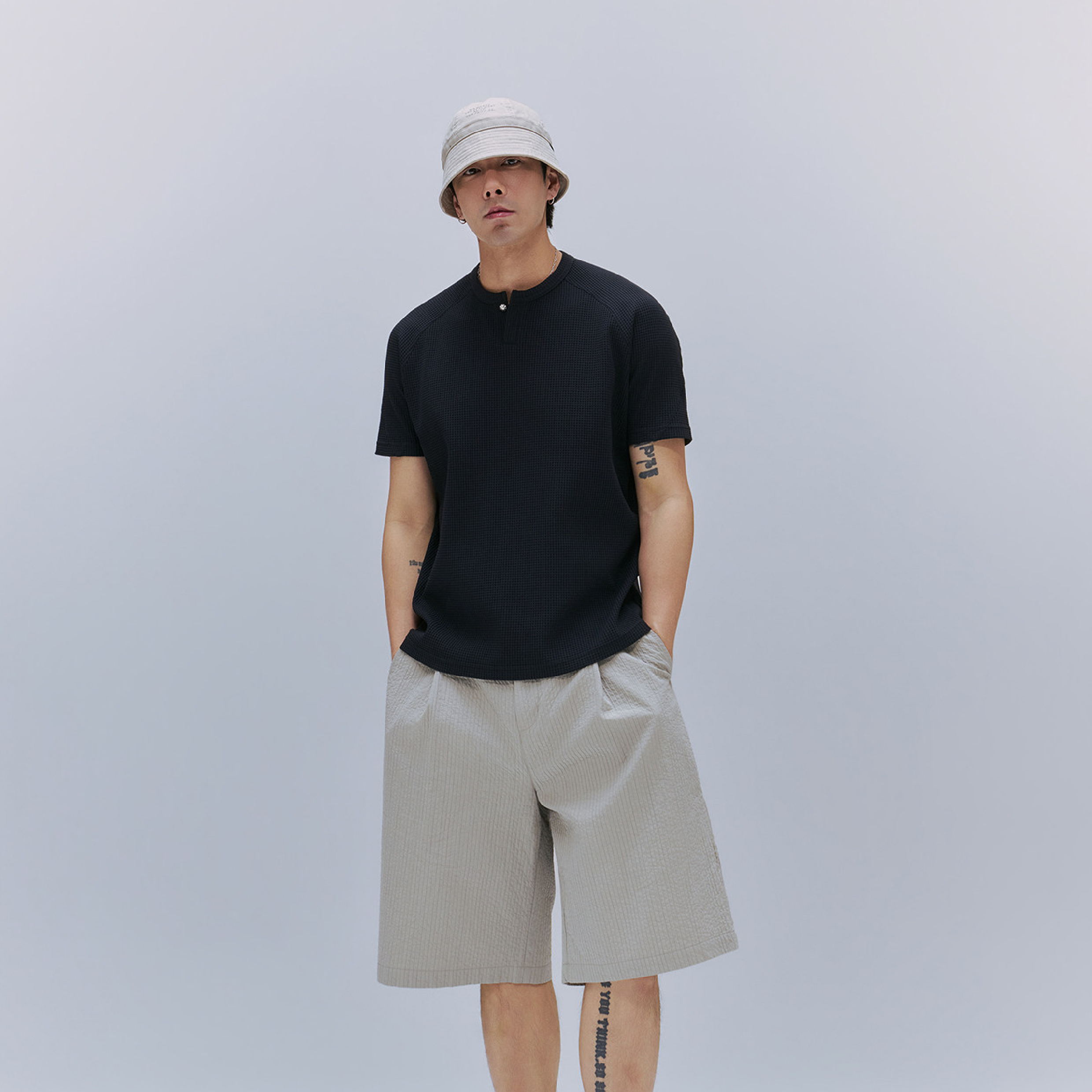 TANOXI SOLOTEX® Waffle Knit V-Neck Tee 華夫格 V領短Tee [TNX-T425]