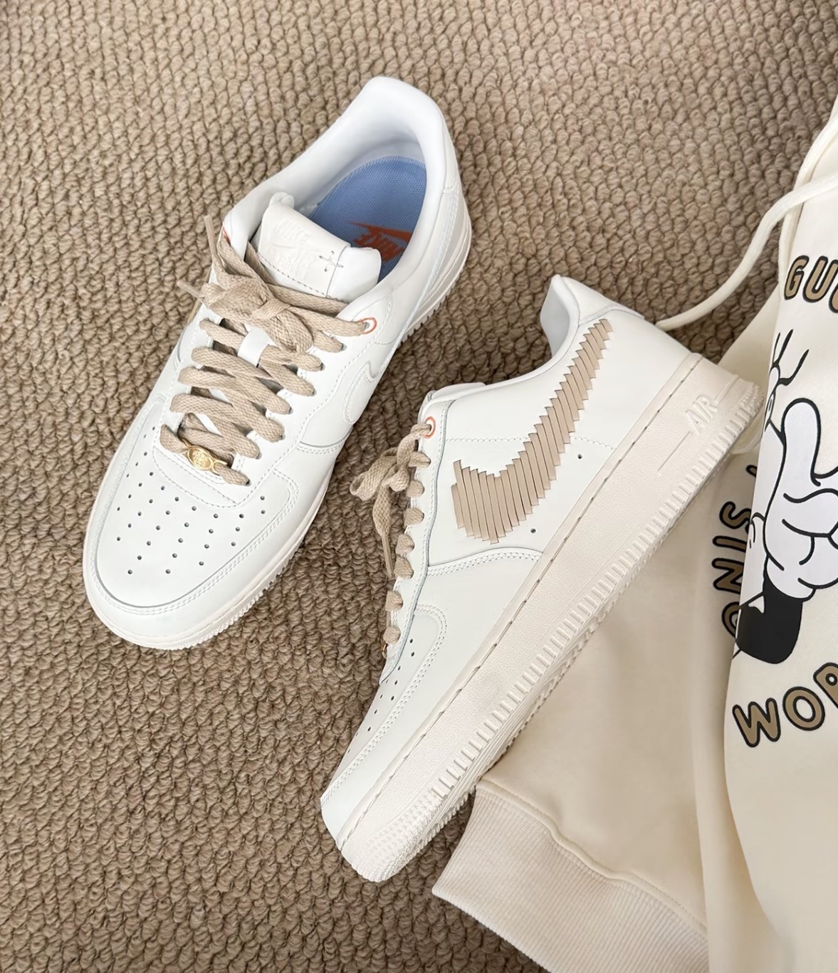 男鞋 NIKE AIR FORCE 1 '07 LV8 ESS+ 亞麻白 編織 緩震 透氣 皮革 經典 休閒鞋【IR7011-121】AF1 WAF1