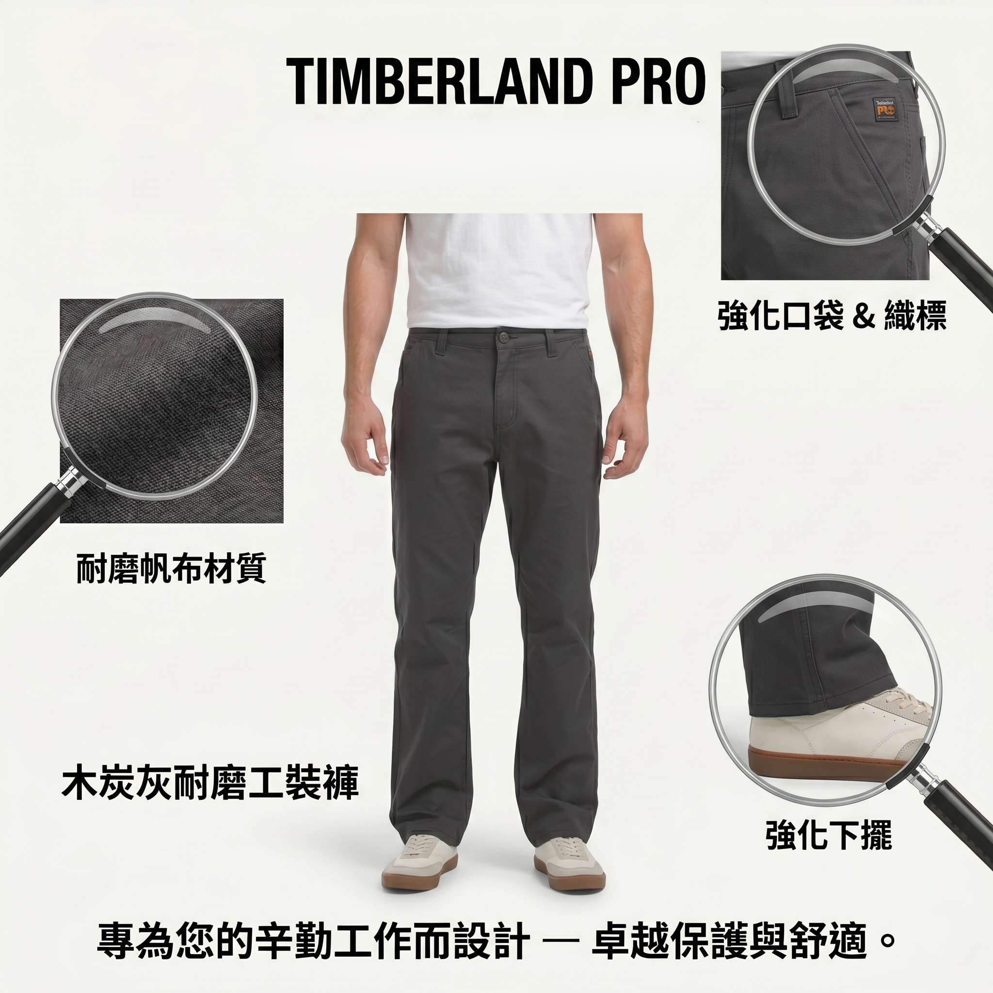 【預購】TIMBERLAND PRO H052224 男裝帆布長褲（灰黑色）