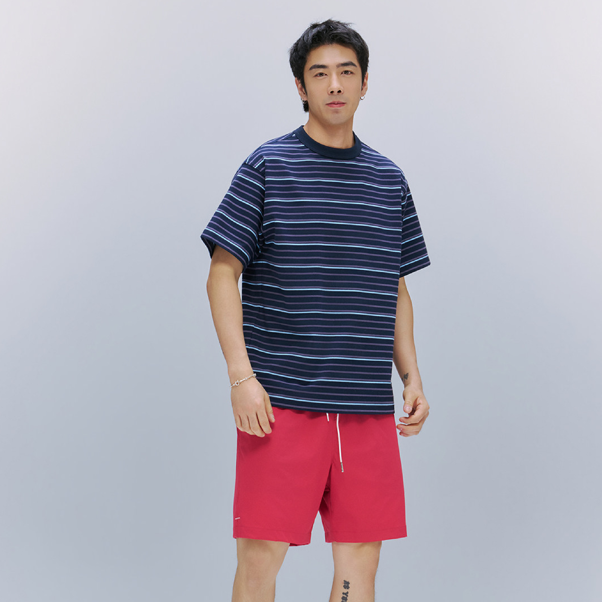 TANOXI Color-Block Stripe Tee 撞色 條紋短Tee [TNX-T428]
