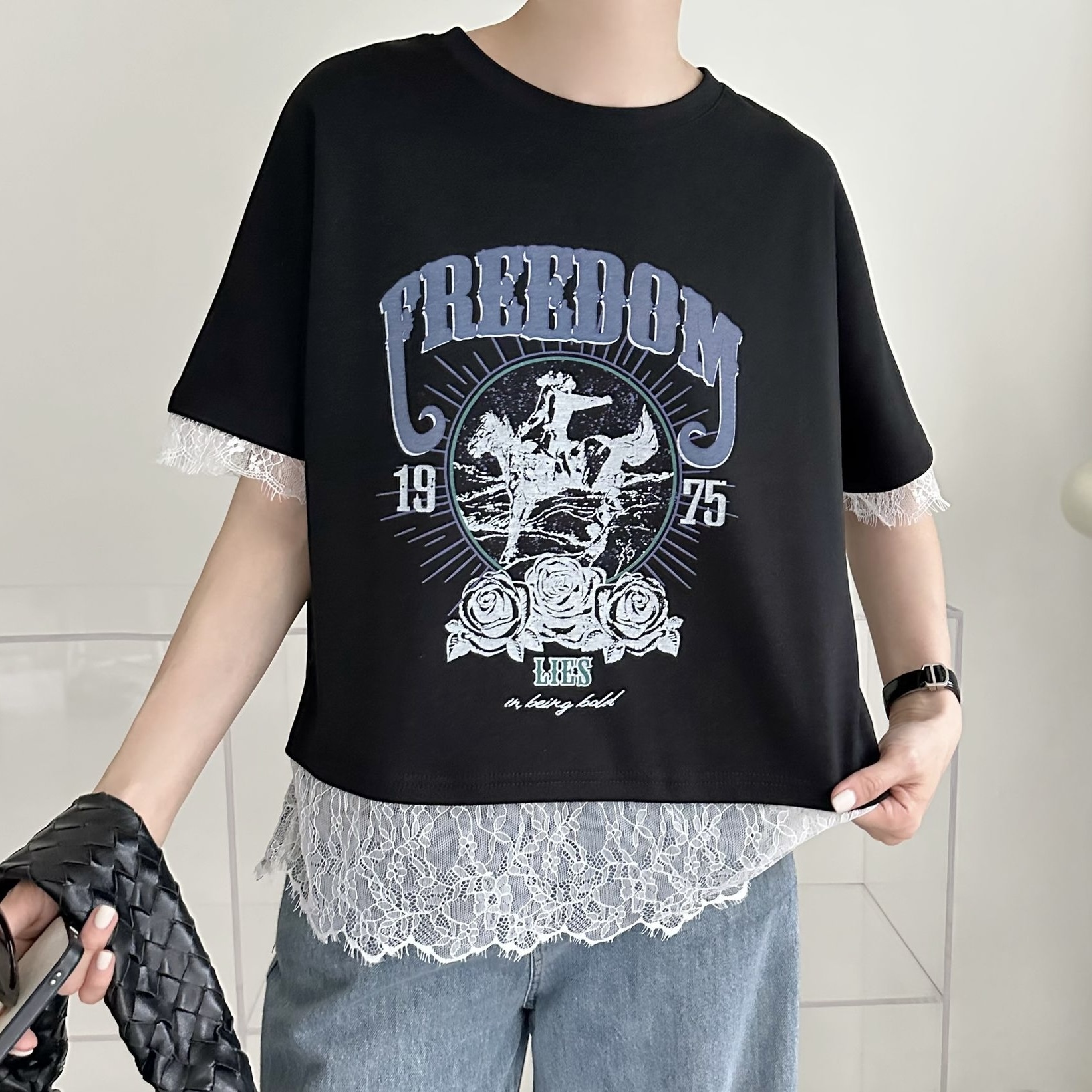 【BONNIE】袖腳LACE邊短袖TOP (A41-A43)