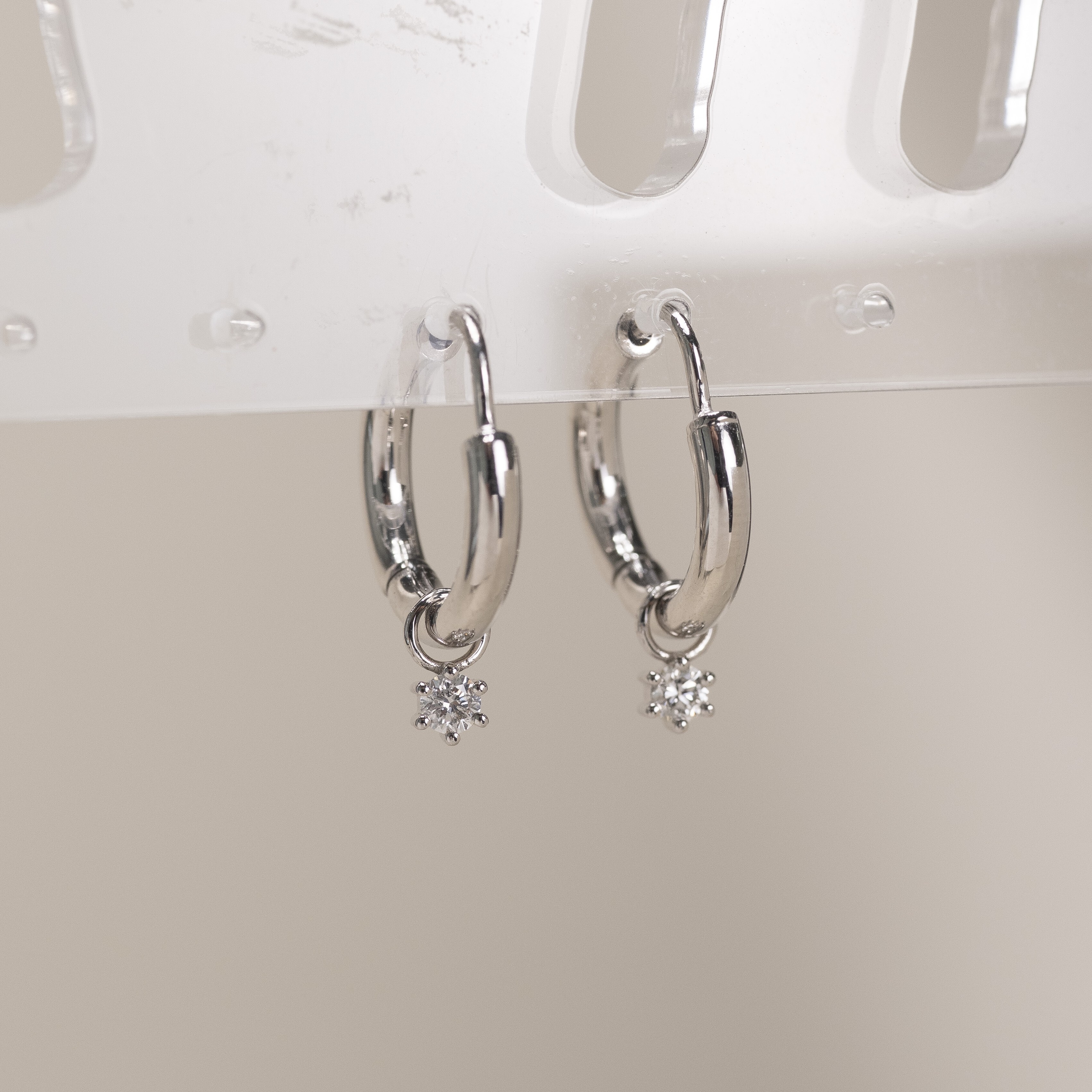18K Italy Hoop Earring + a pair of 0.17ct Diamond Charms