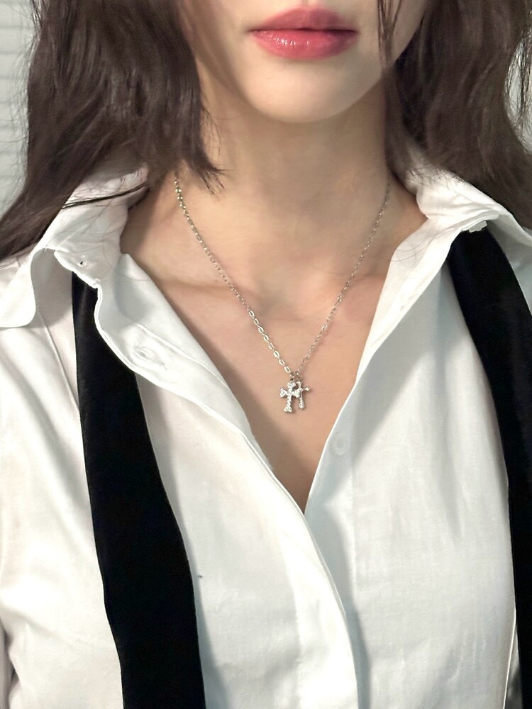 (預購) 韓國 OFUSE 24 winter-cubic cross necklace