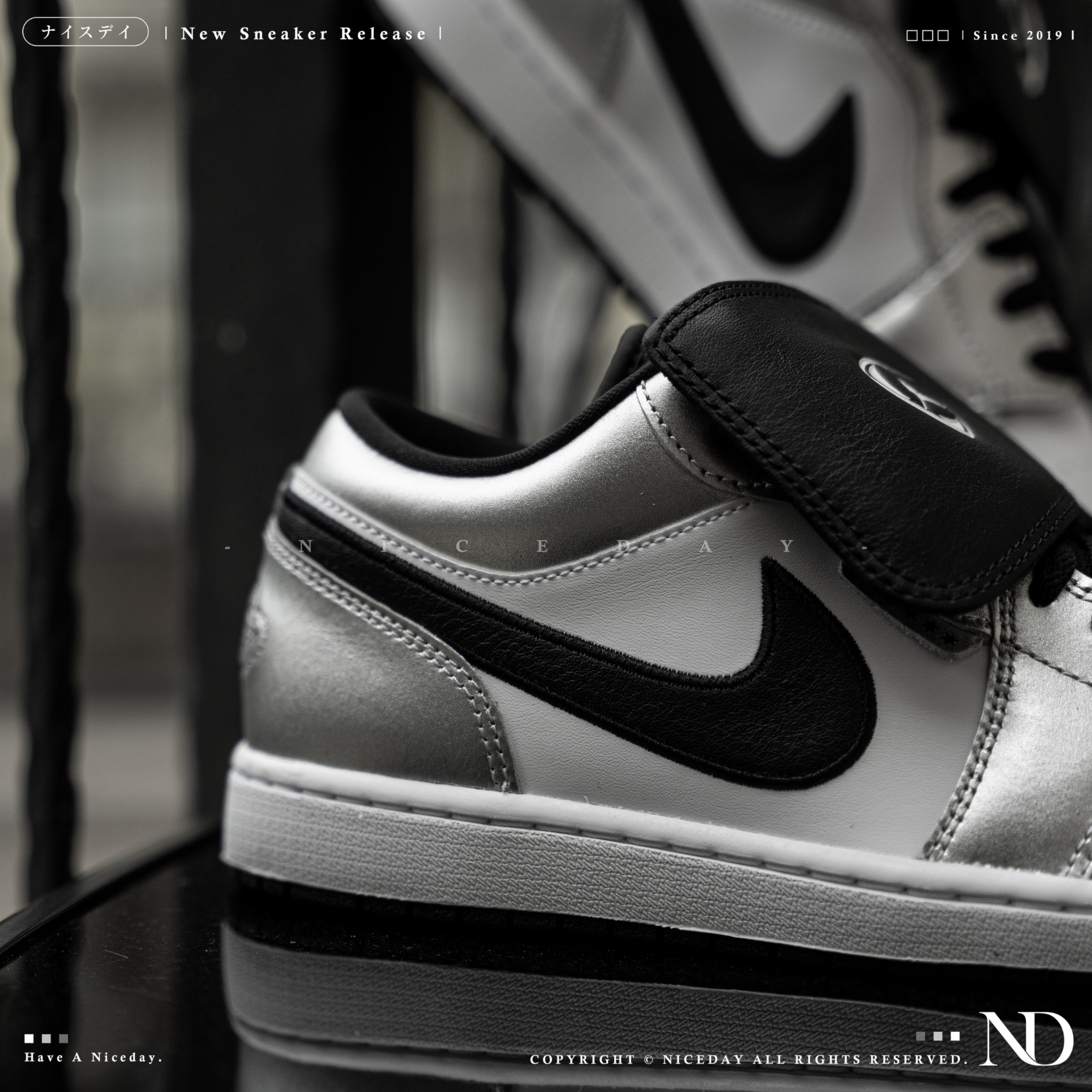 NICEDAY 現貨 AIR JORDAN 1 LOW SE 銀白 黑 翻蓋 鞋舌 皮革 低筒 AJ1 IR2278-100