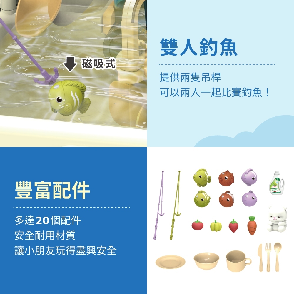 【樂森藥局】Teamson Kids 氣壓式滑水軌道釣魚桌子組-繽紛藍豪華版