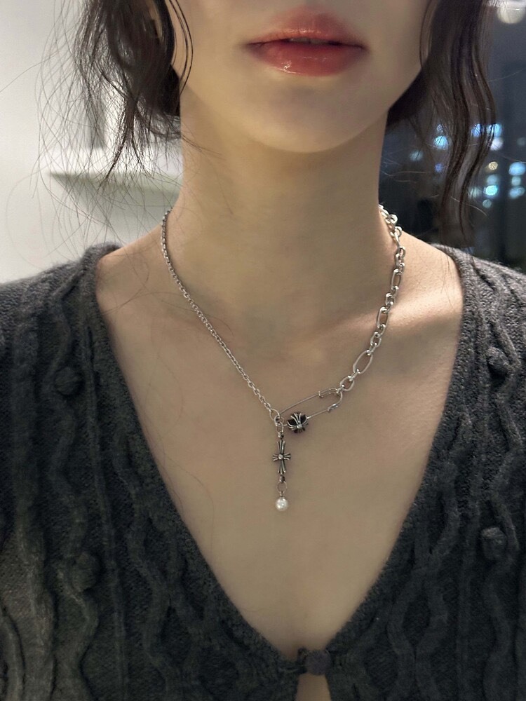 (預購) 韓國 OFUSE pearl drop necklace(cross)