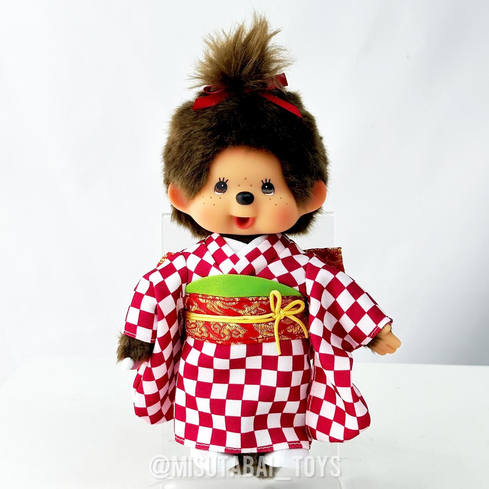 Monchhichi Plaid Red Kimono Plush Doll (Girl)