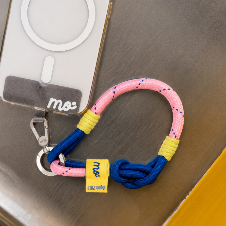 PRISMATICA | Knotted Wrist Strap for Mobile Phone - Coral/Navy