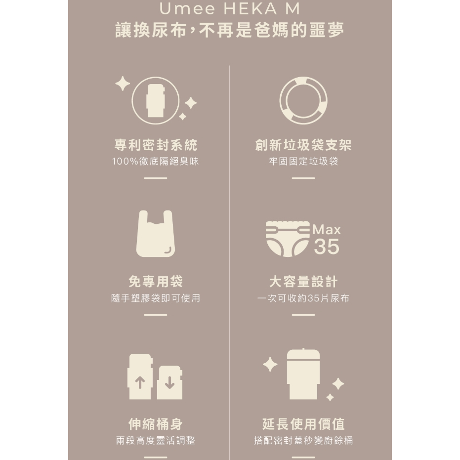 【樂森藥局】Umee HEKA M 伸縮式尿布桶