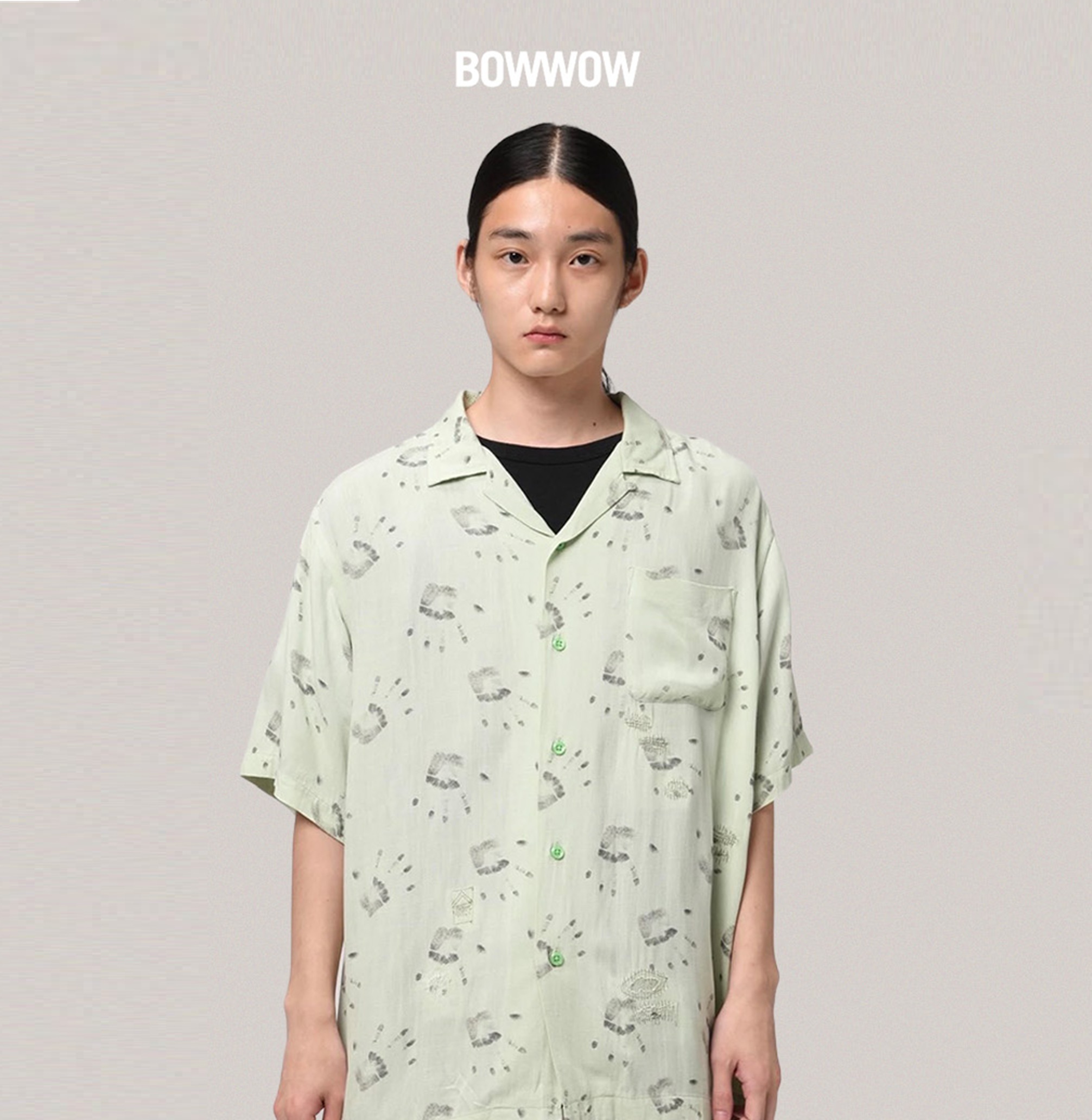 BOWWOW 2026 HANDPRINT SS SHIRTS AGED - LT.GREEN PRE ORDER ITEM (預訂中)