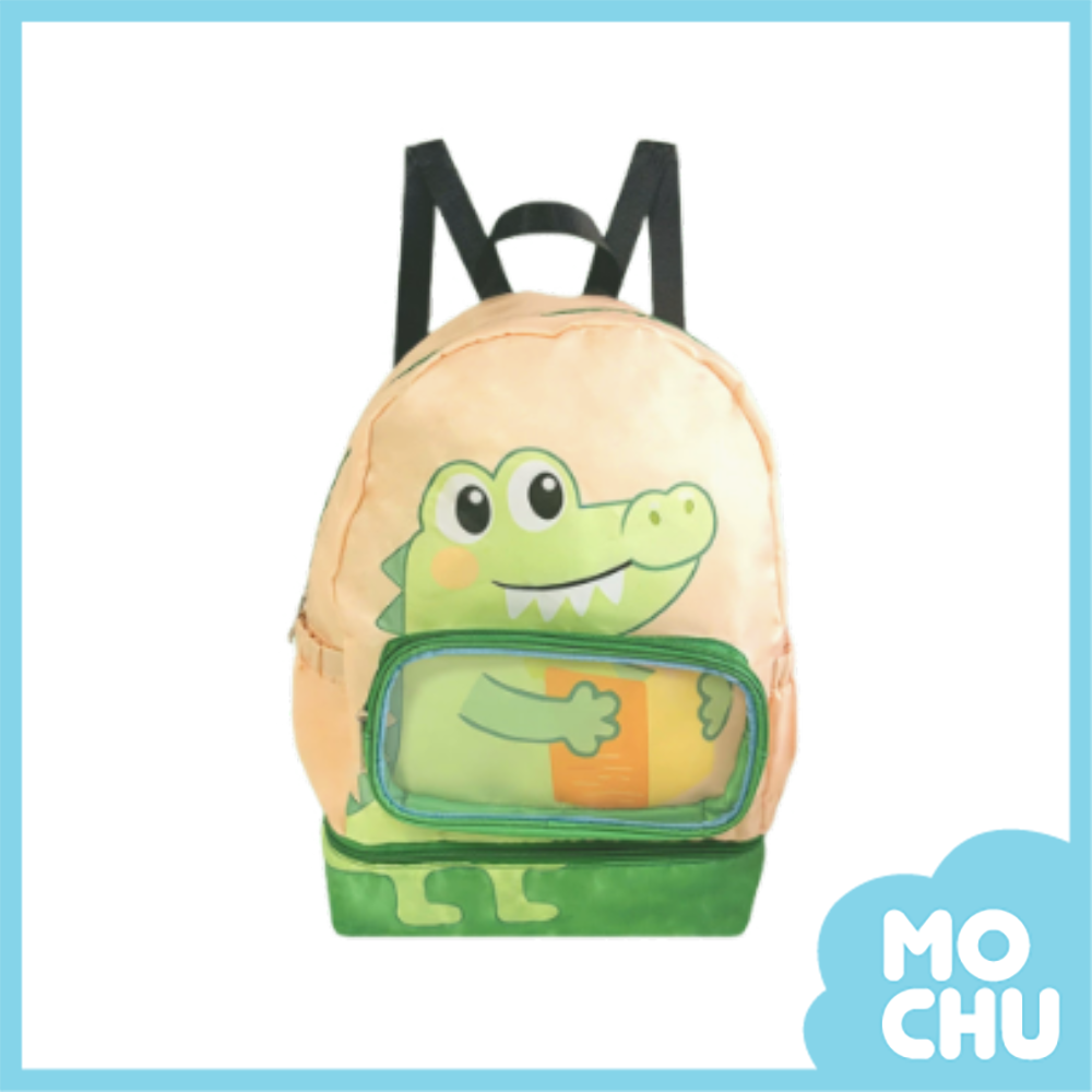 卡其鱷魚防潑水雙層背包