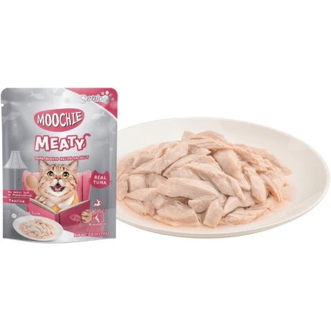 Moochie 貓濕糧．MEATY系列 老貓 吞拿魚 +鰹魚70g