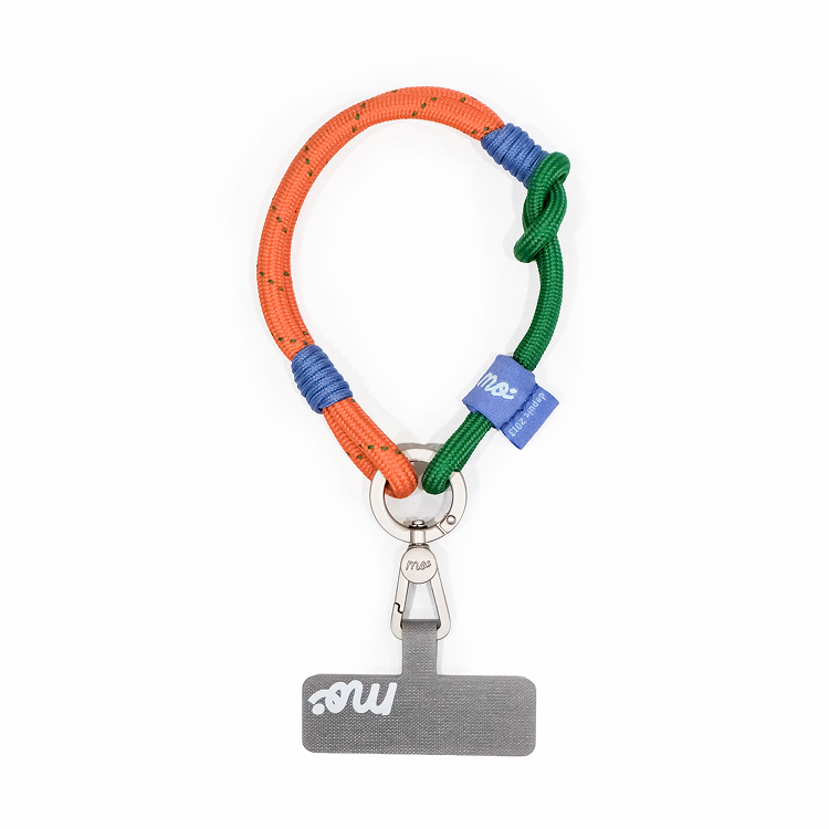 PRISMATICA | Knotted Wrist Strap for Mobile Phone - Orange/Evergreen