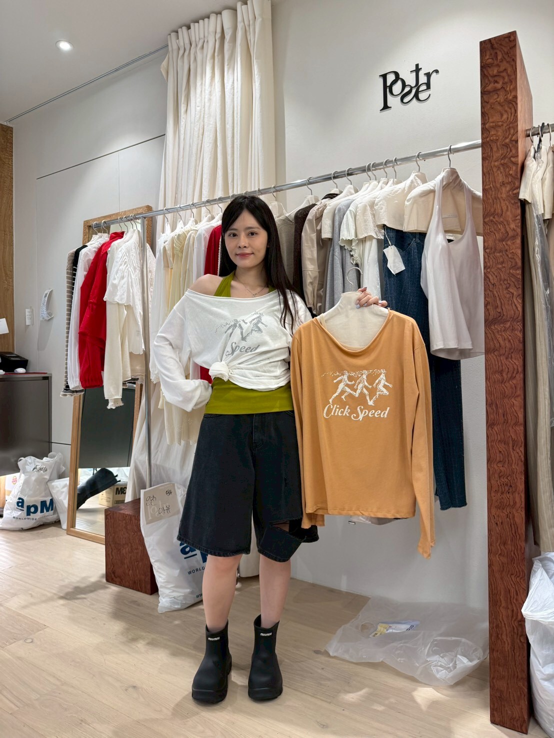 PS6225 跑步者圖案長袖Tee