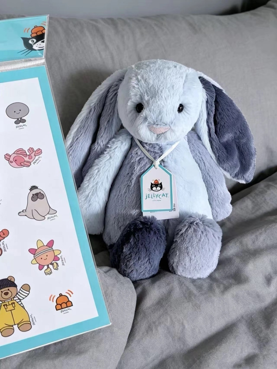 JELLYCAT 邦尼兔 灰色垂耳 拼接款 玩偶 毛絨公仔 23CM