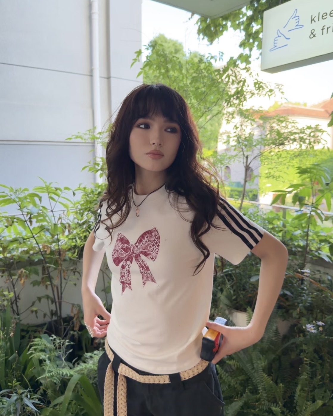 ADIDAS ORIGINALS 蕾絲蝴蝶結 圖案 短T 短袖 女款 寬鬆 海軍藍 LF1201 白色 LF1202 灰色 LF1204 / 預購