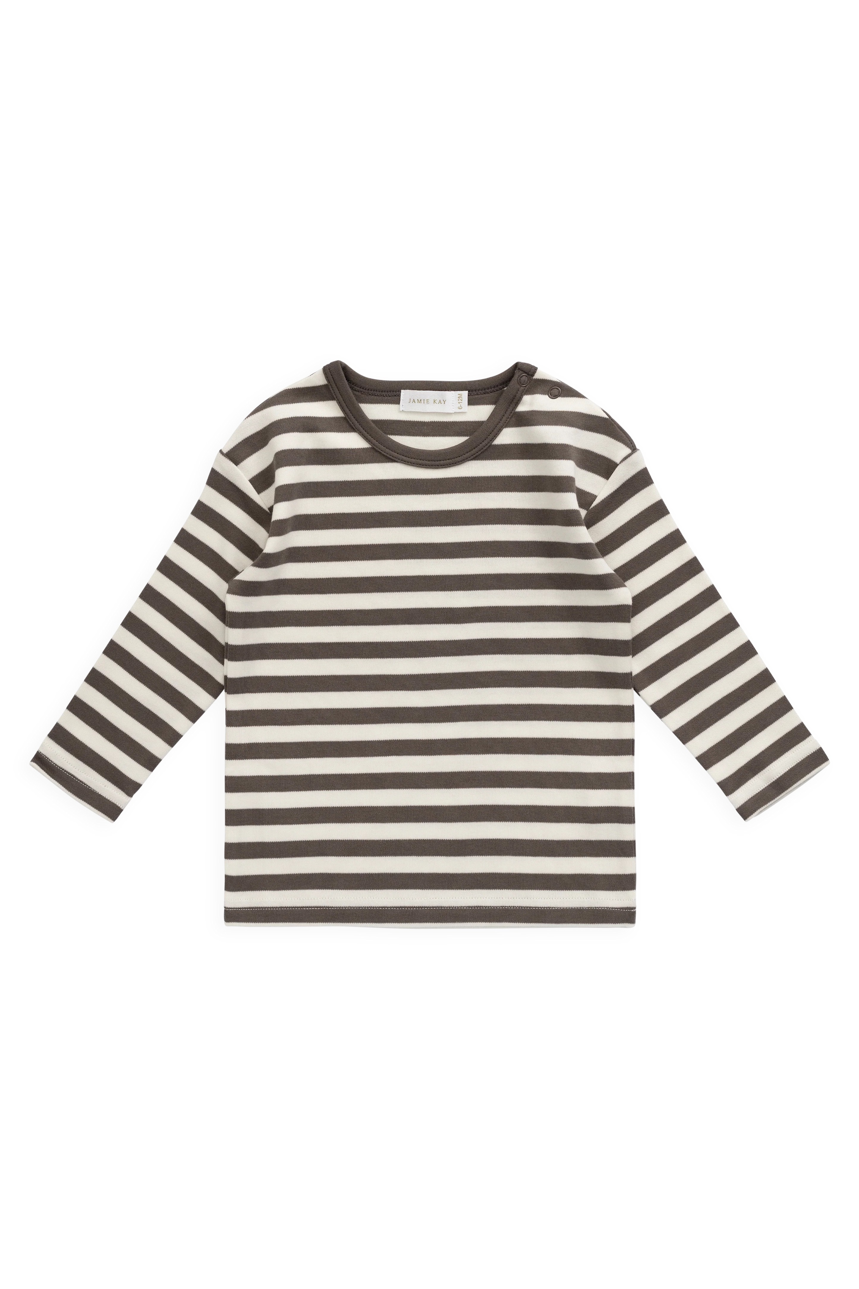 【預購】JAMIE KAY -Pima Cotton Arnold Long Sleeve Top - Essential Stripe Raku（Cloud）