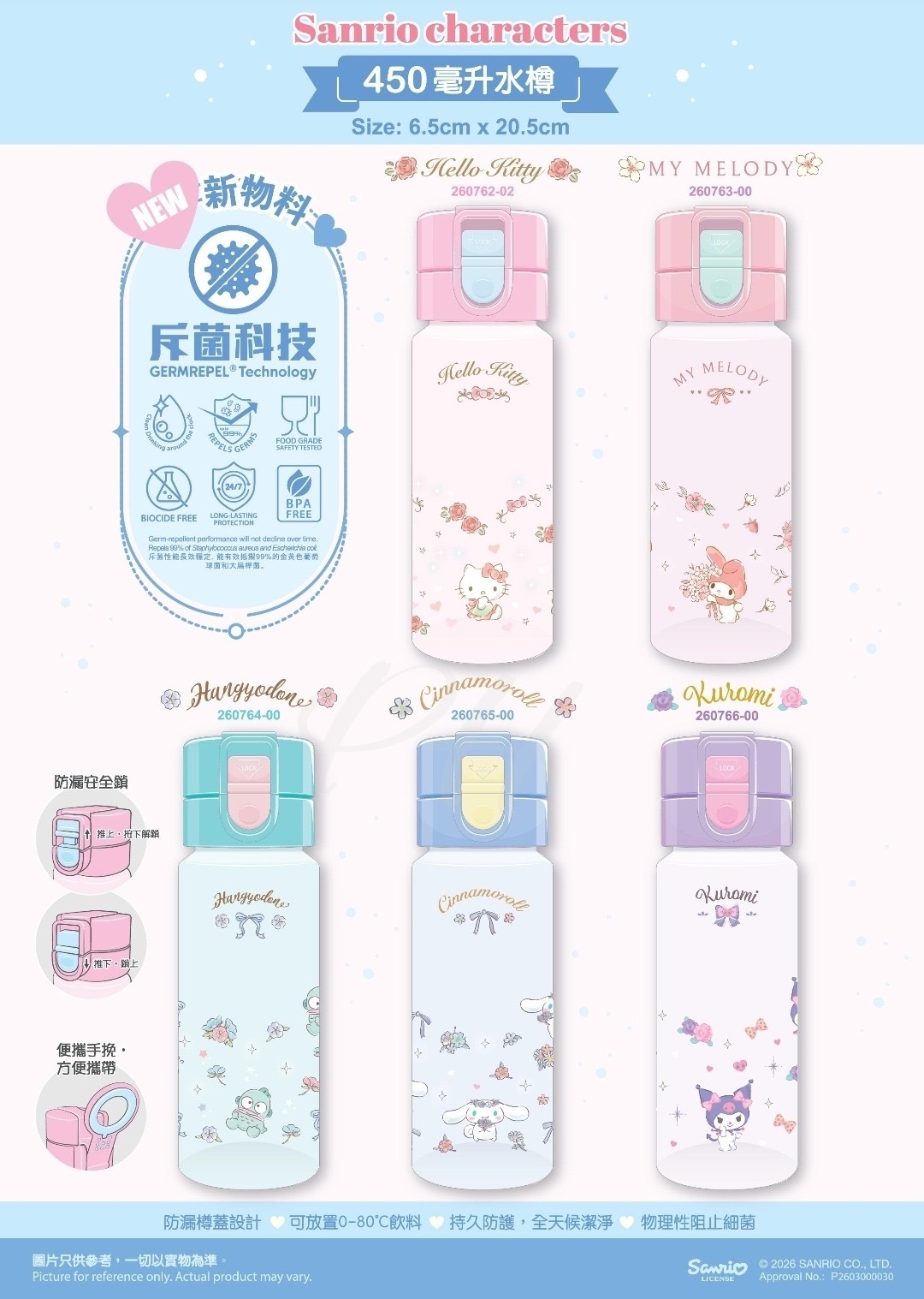 🟡2026 Sanrio Characters 450毫升水樽-2600369-260525