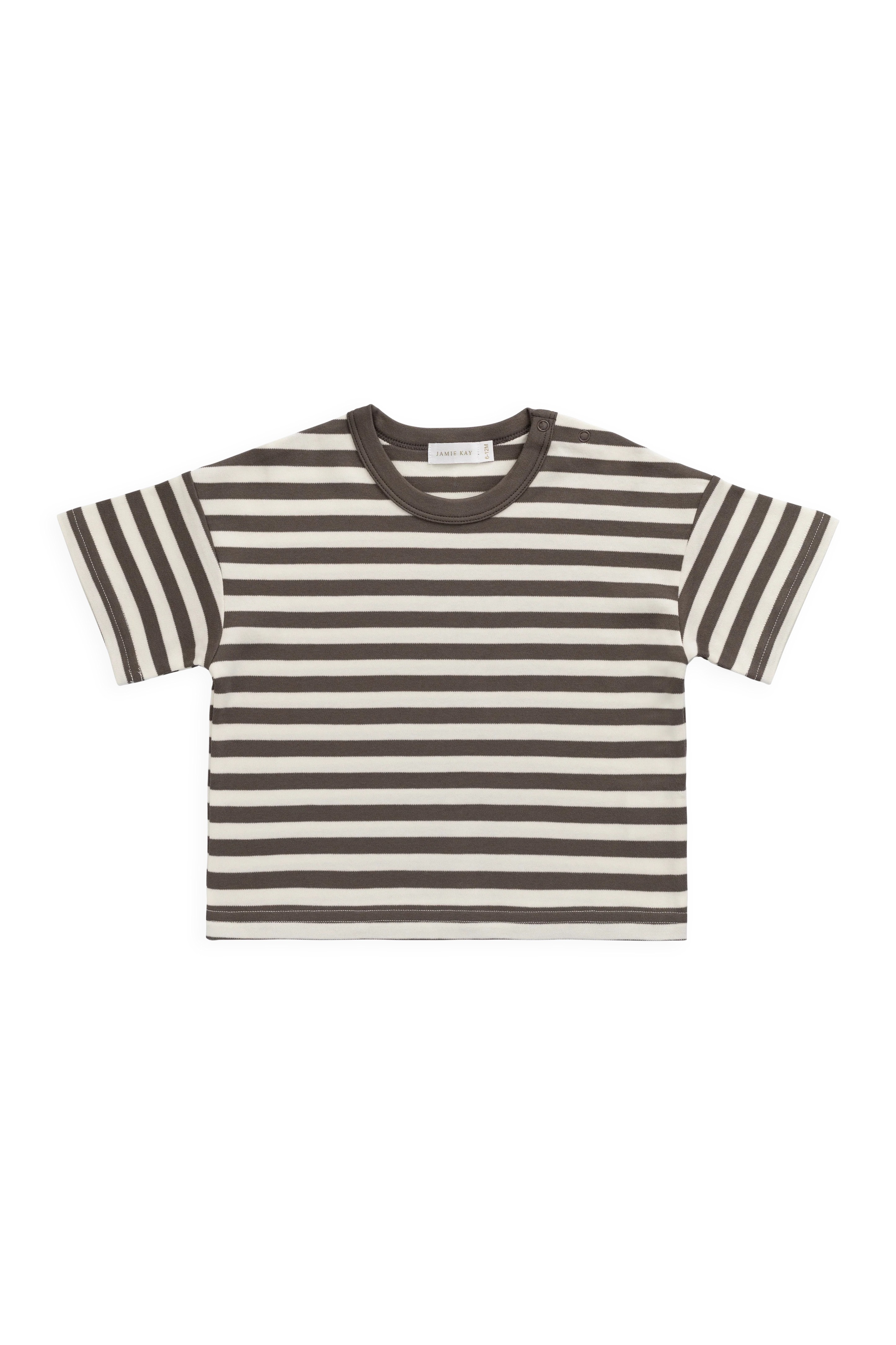 【預購】JAMIE KAY -Pima Cotton Wesley Tee - Essential Stripe Raku（Cloud）