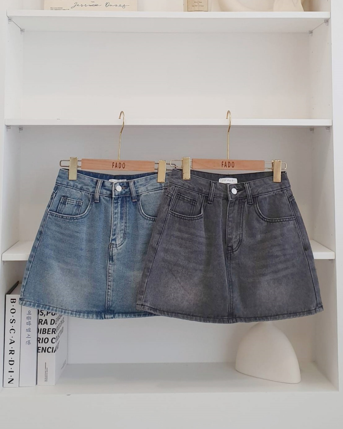 法朵Fado shop｜單釦刷色顯瘦牛仔褲裙 455B006 兩色