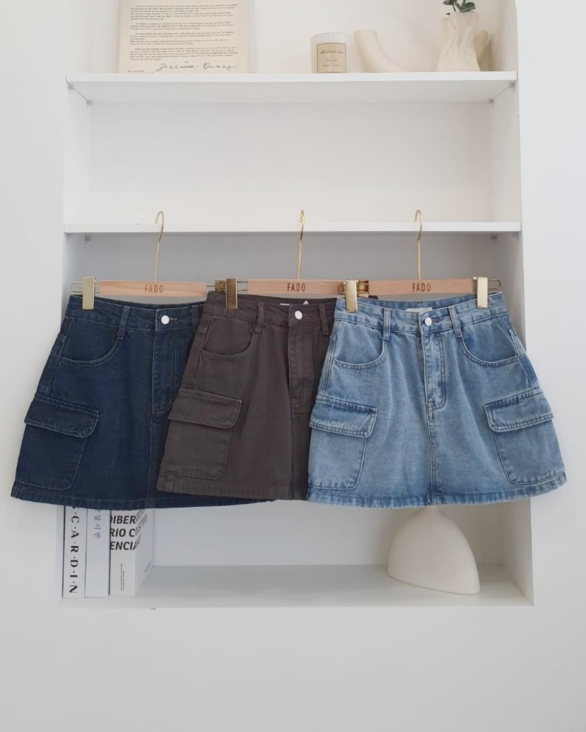 法朵Fado shop｜復古水洗工裝牛仔短褲裙 455B005 三色