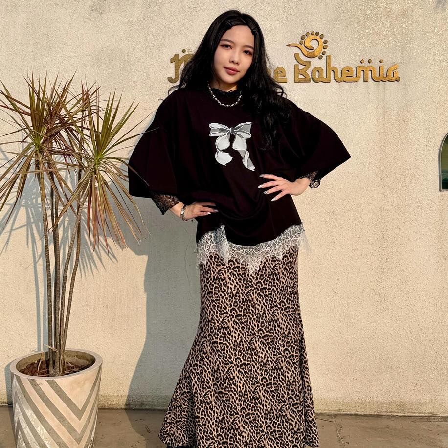 Macrame Korea ribbon tee - KOR0282 - black (0526)