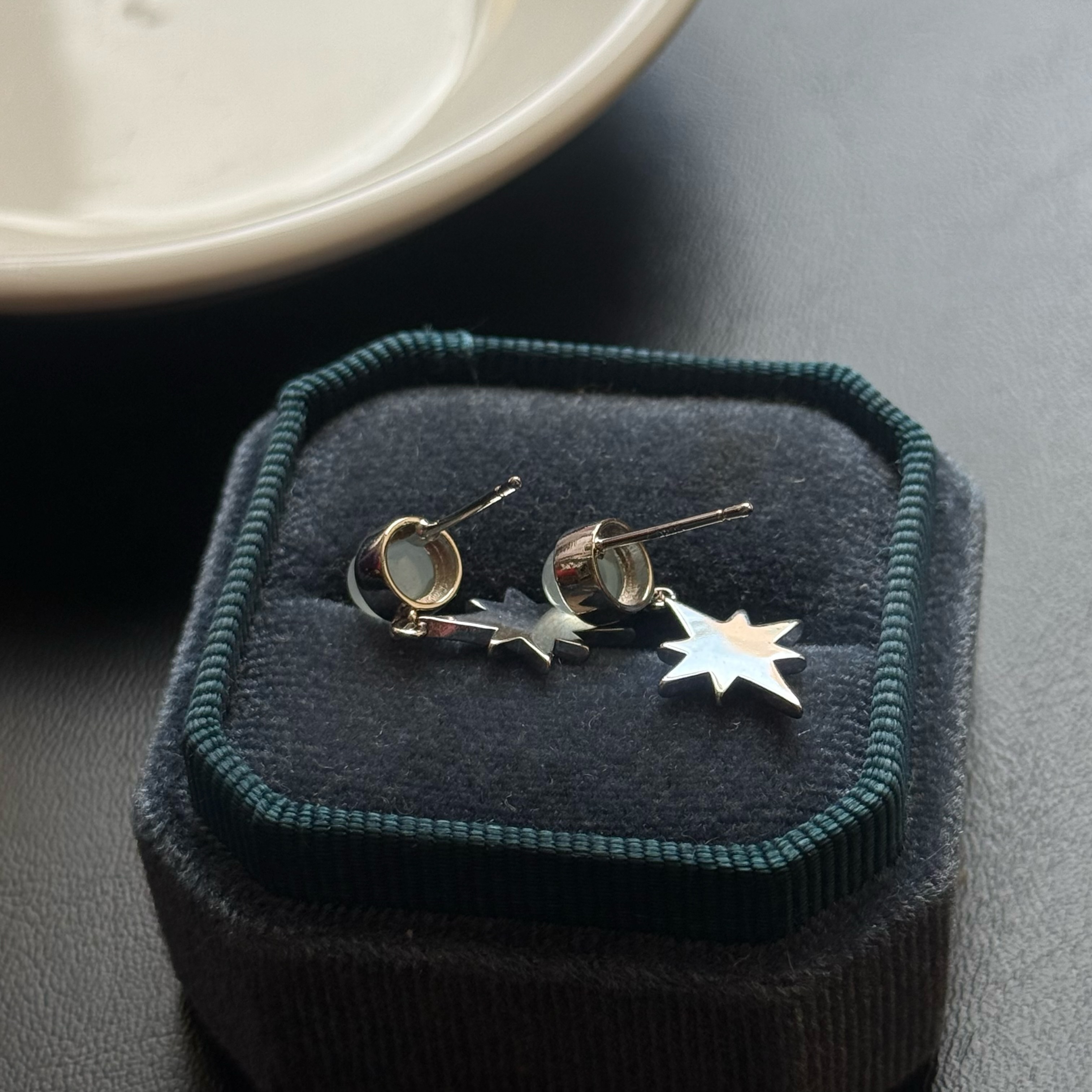 [原石] 海藍寶 水晶耳環