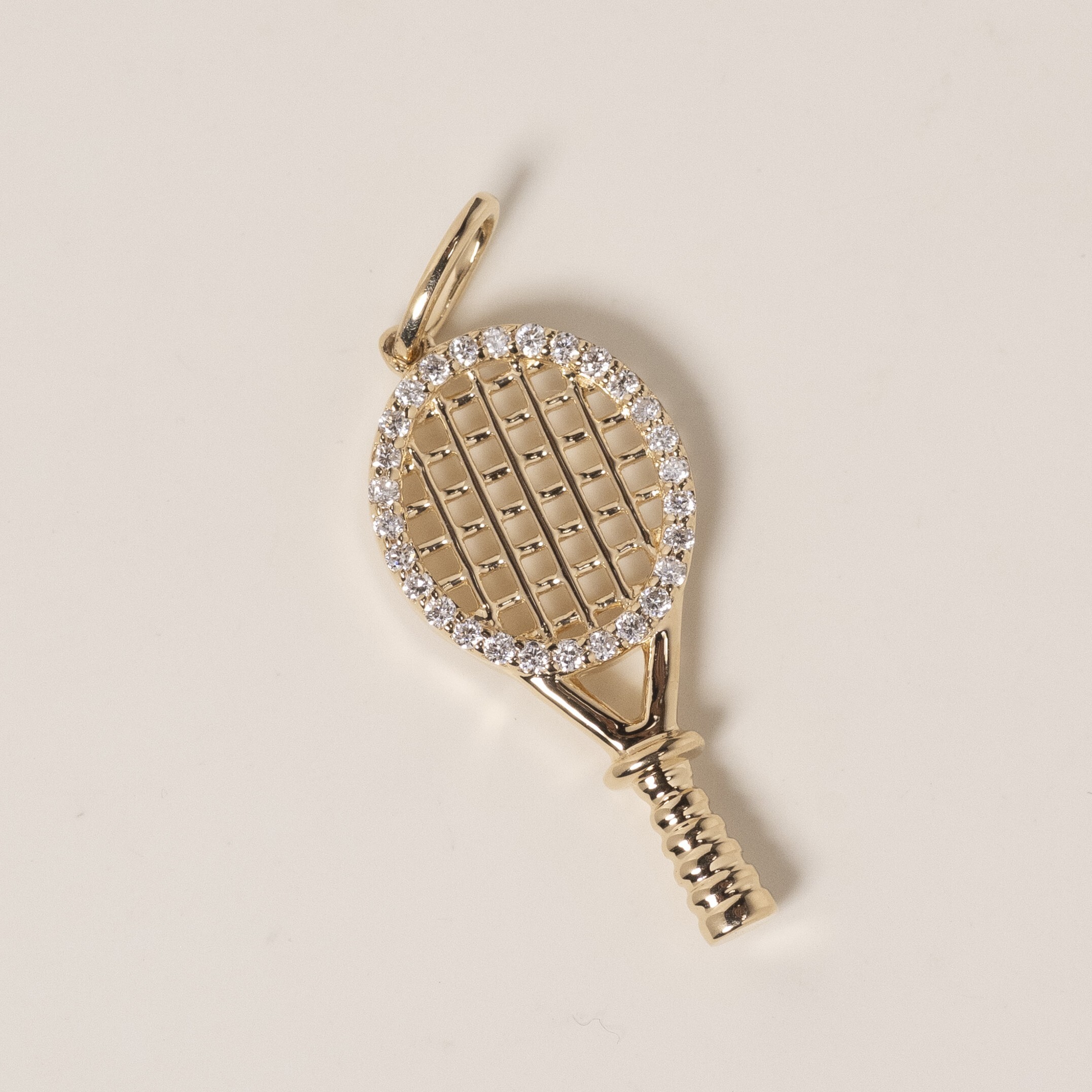 18K Tennis Racket Diamond Charm