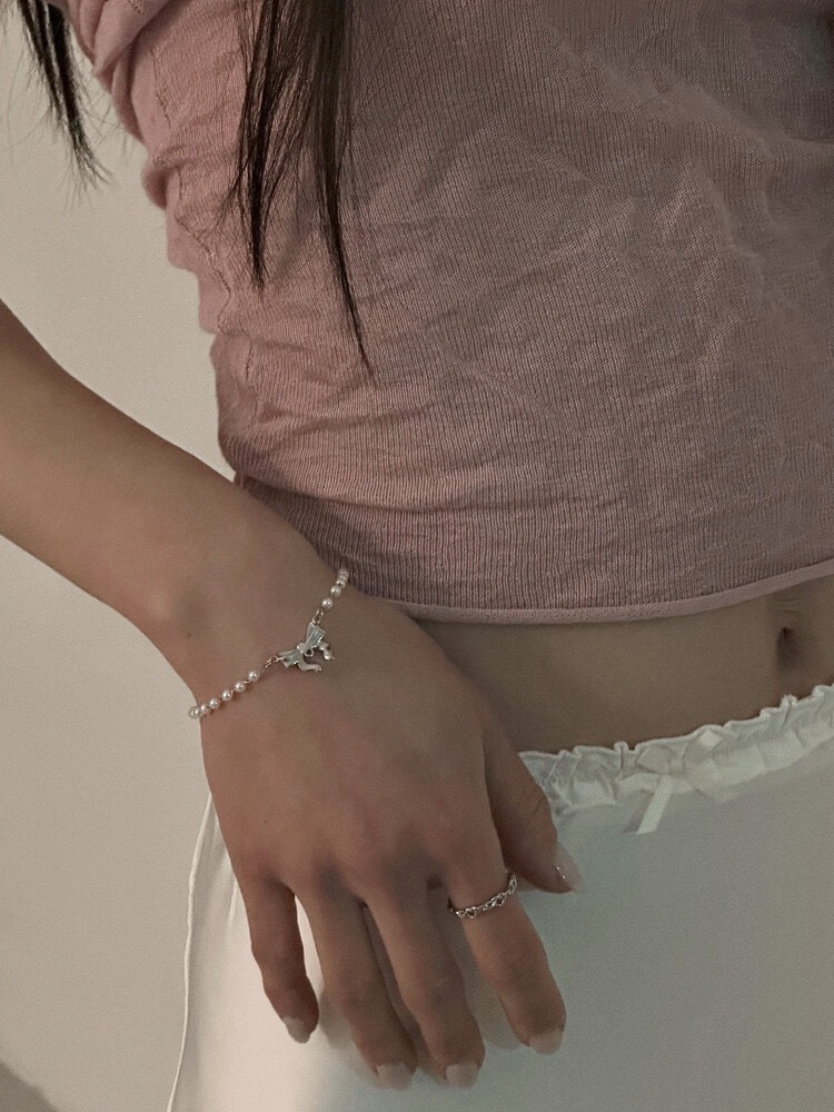 (預購) 韓國 OFUSE lace ribbon bracelet(pearl)
