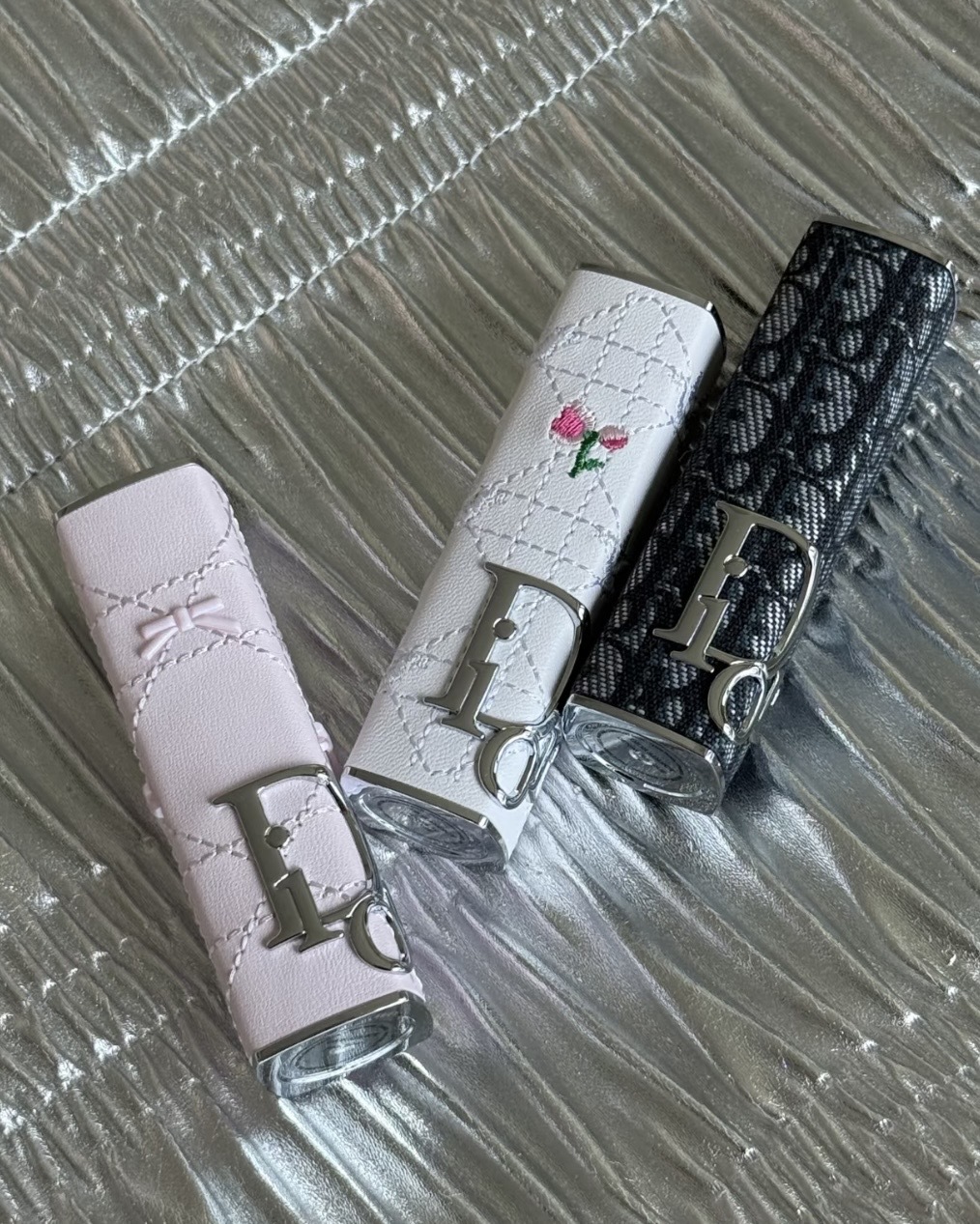 DIOR 迪奧 癮誘唇膏殼 口紅外殼 老花 緹花 刺繡花朵 粉色 藤格紋 / 現+預