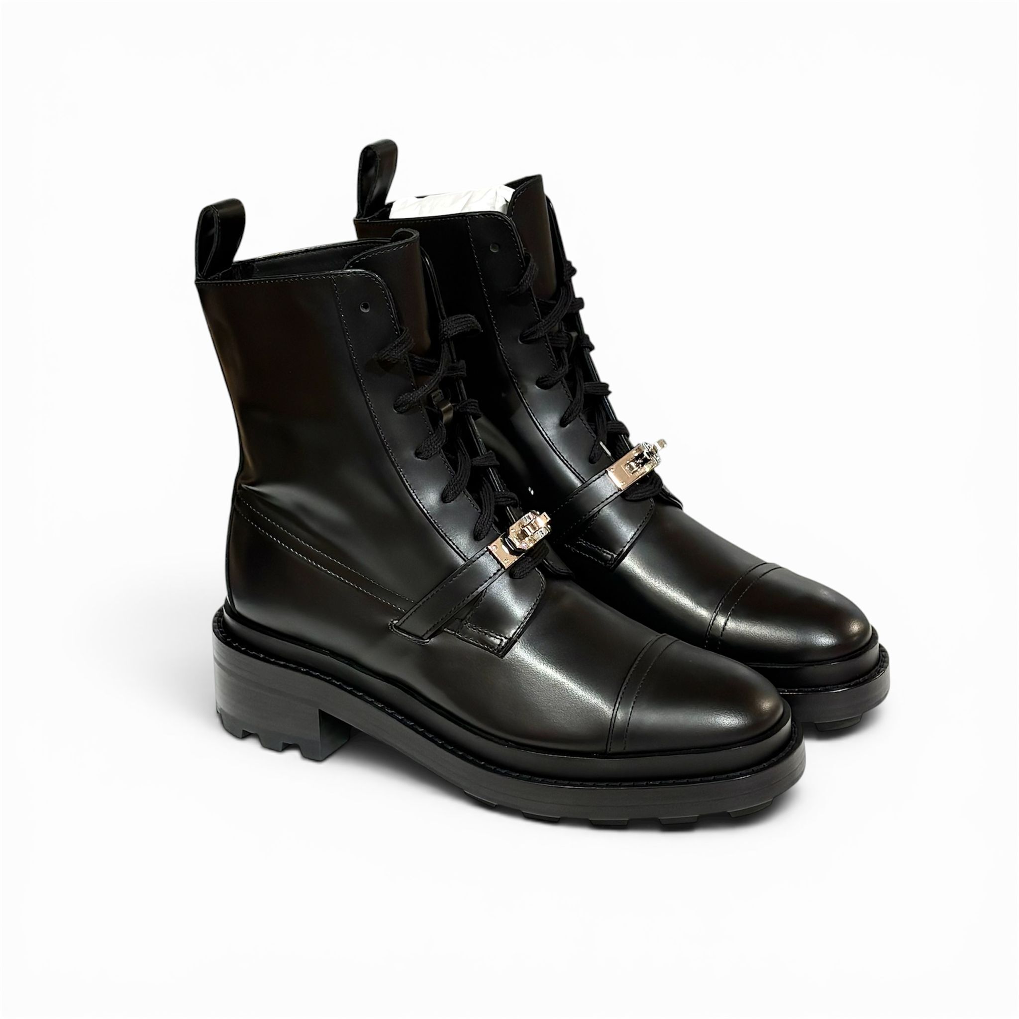 全新HERMES FUNK ANKLE BOOTS 38.5 KELLY扣 黑色亮面牛皮 #愛馬仕靴子, H222070Z 02360, #BRAND NEW #香榭站正品