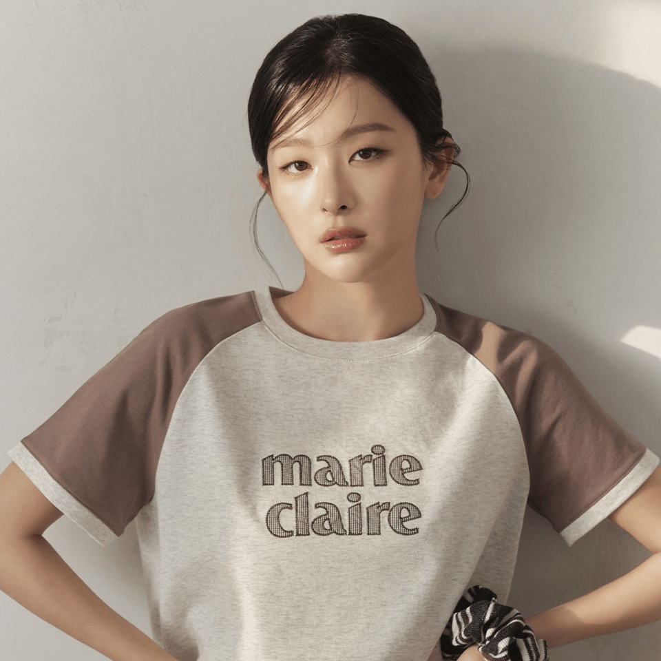 marie claire｜Color block patch raglan Short Sleeve T-shirt[3 colors] 關鍵字：MA42