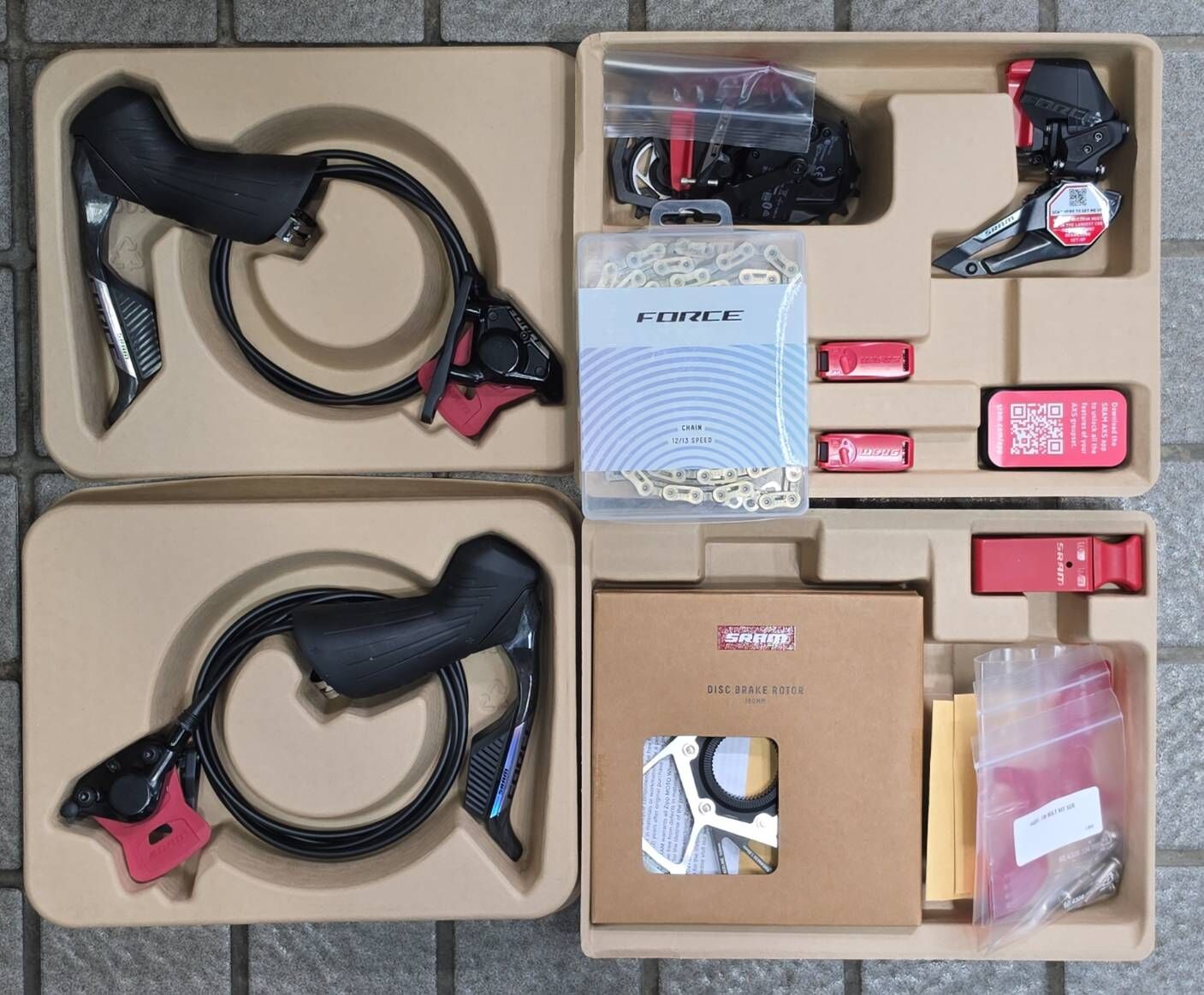 (小半套) SRAM FORCE E1 AXS 12S 電變套件 油壓煞變把組 油管 卡鉗 前變 後變 碟盤*2 鏈條 充電組