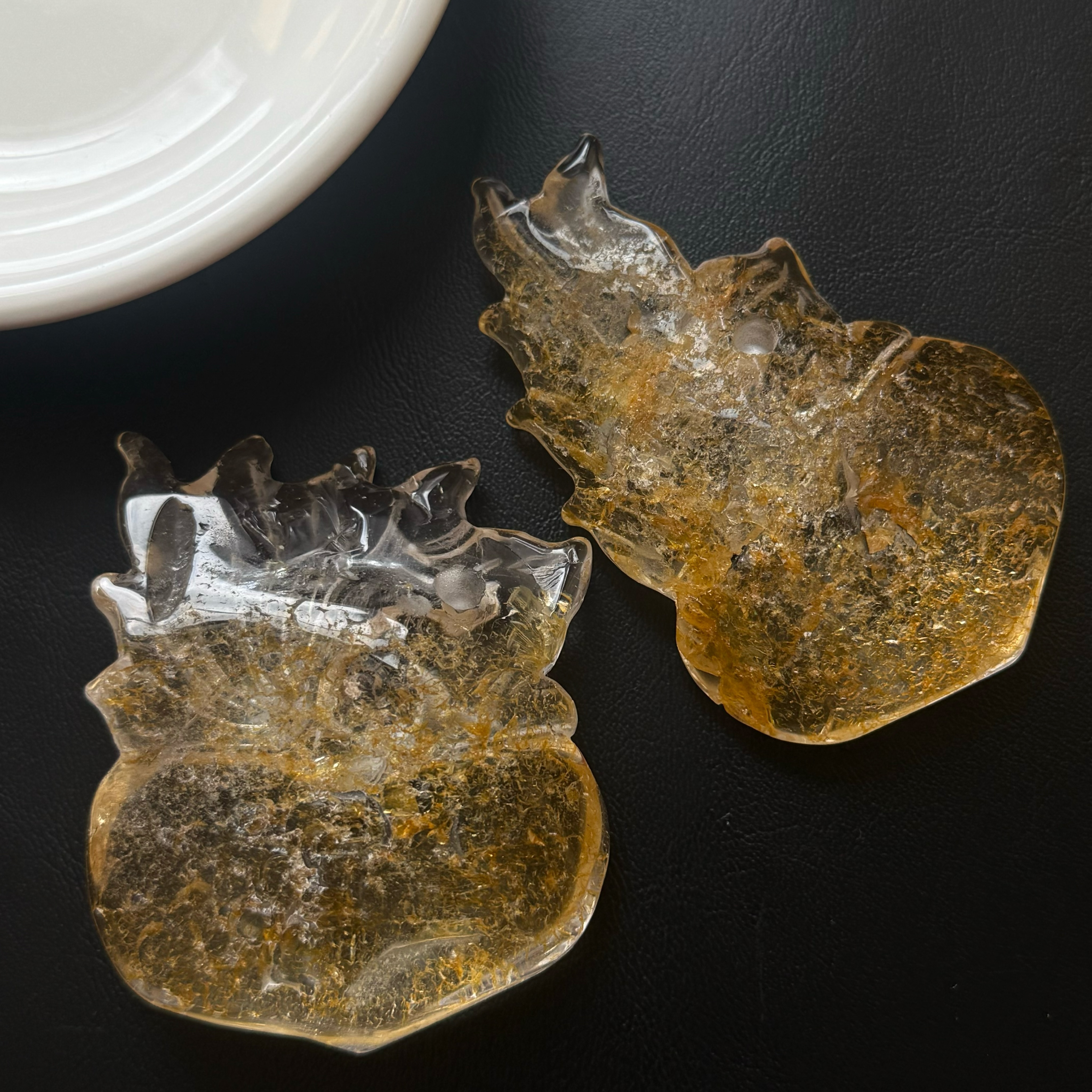 [原石] 黃膠花 九尾狐 水晶擺飾