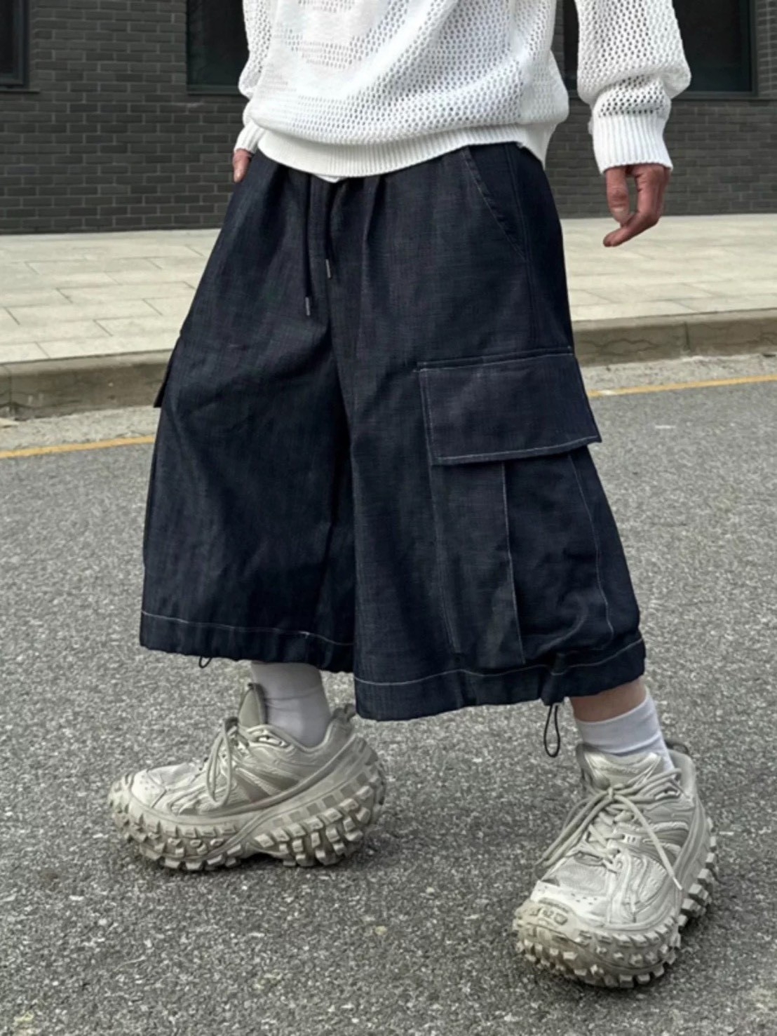 韓國原色大口袋七分褲