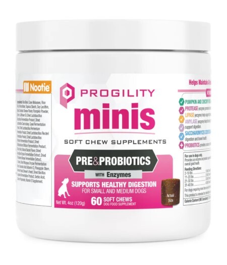 美國Nootie Progility Mini 咀嚼片 小型及中型犬消化支持配方 60粒