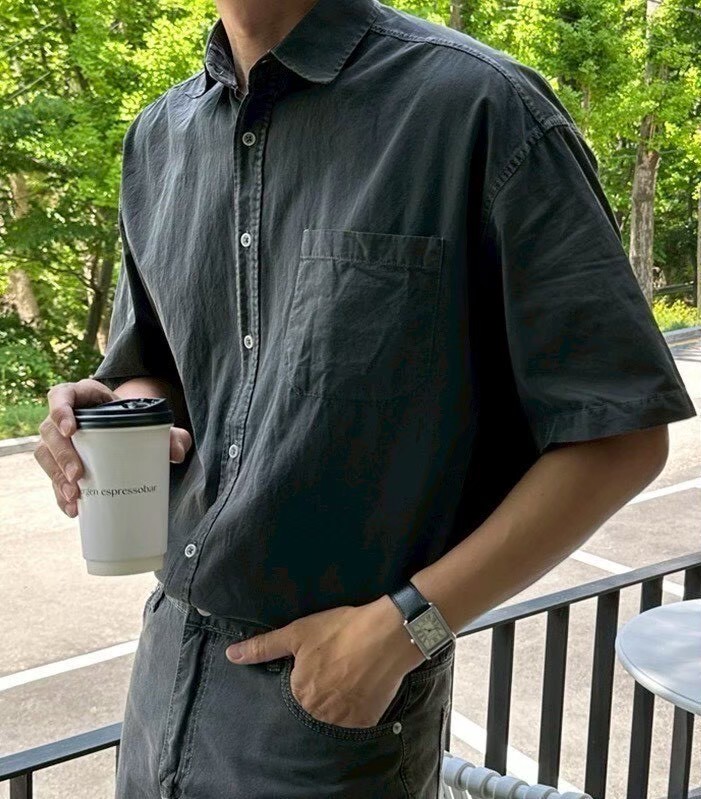 韓國水洗牛仔短襯衫