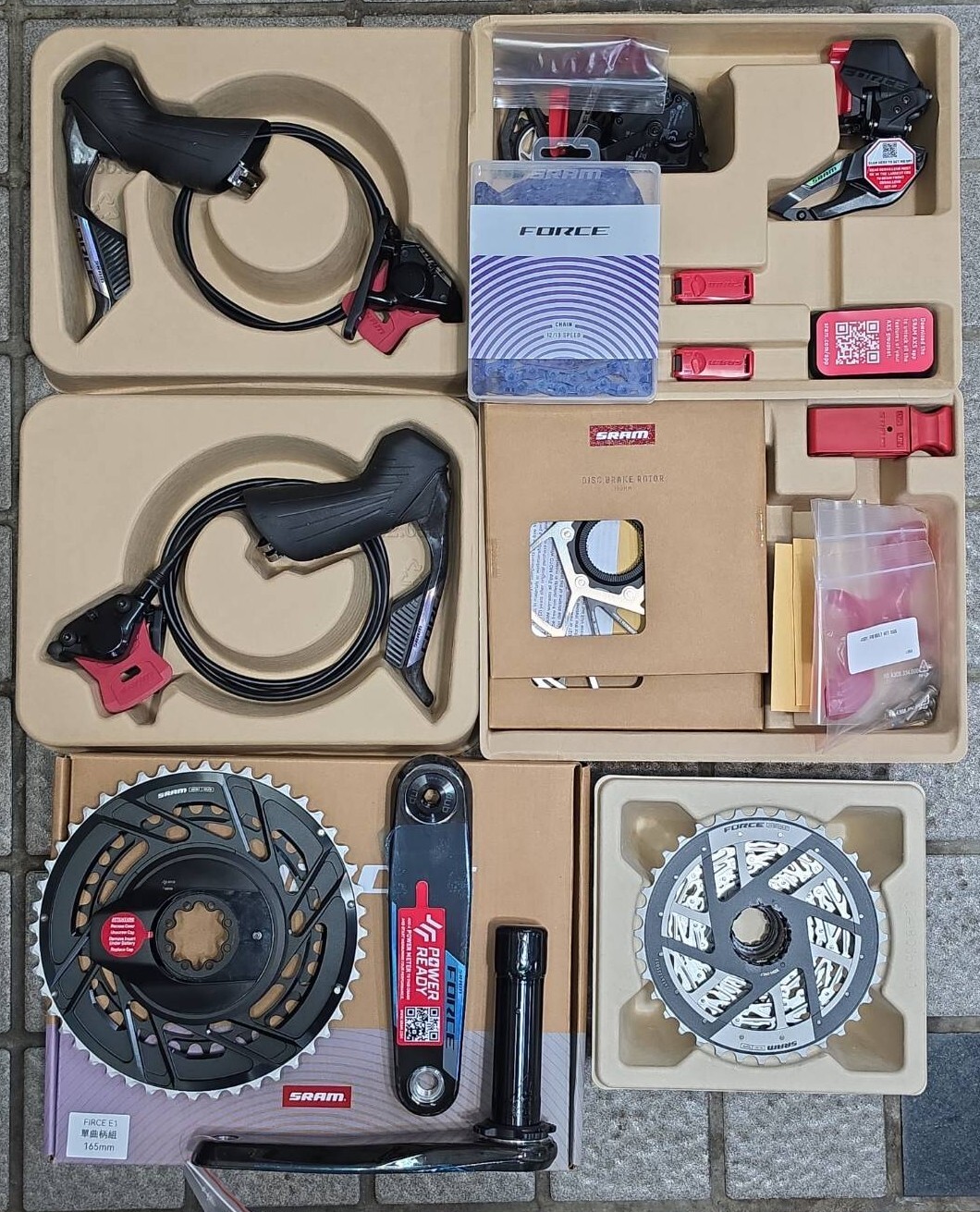 (功率大全套) SRAM FORCE E1 AXS 12S 電變套件 油壓煞變把組 油管 卡鉗 功率大盤 前變 後變 碟盤*2 飛輪 紫色鏈條 充電組