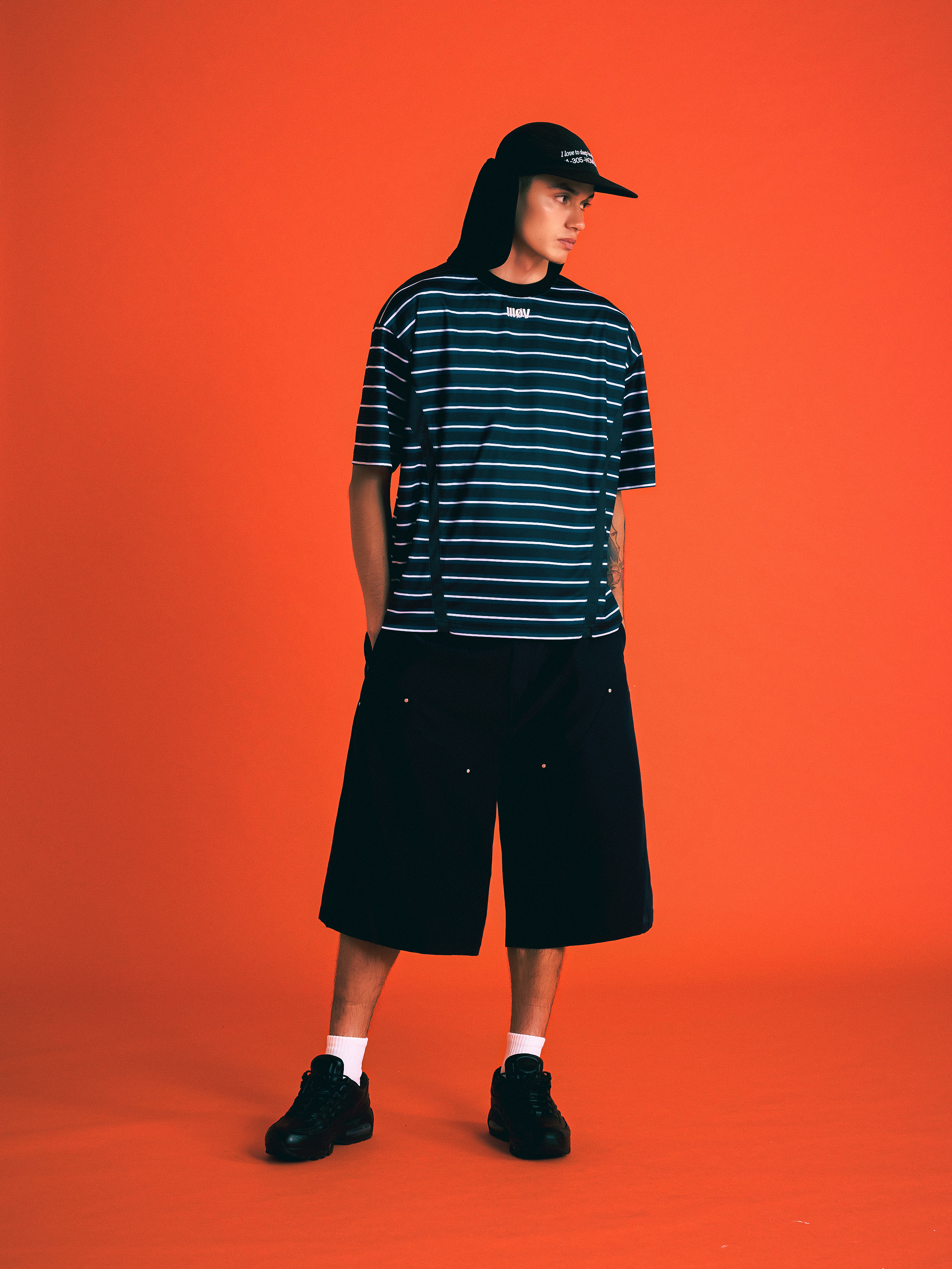 Wall of Sound - 2:09/“ANA” Stripe Lab-Jersey Tee - Black