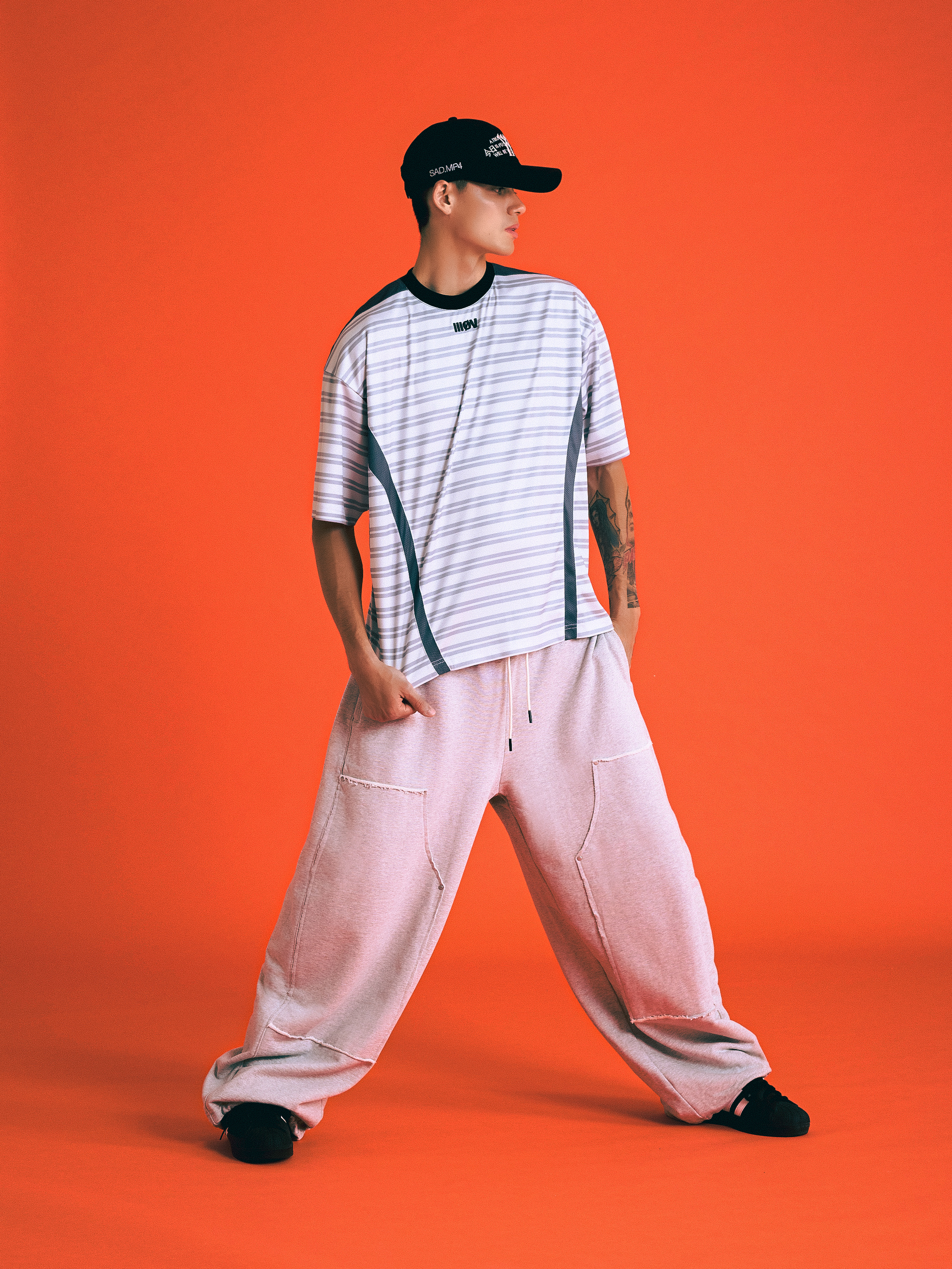 Wall of Sound - 2:09/“ANA” Stripe Lab-Jersey Tee - L.Gray