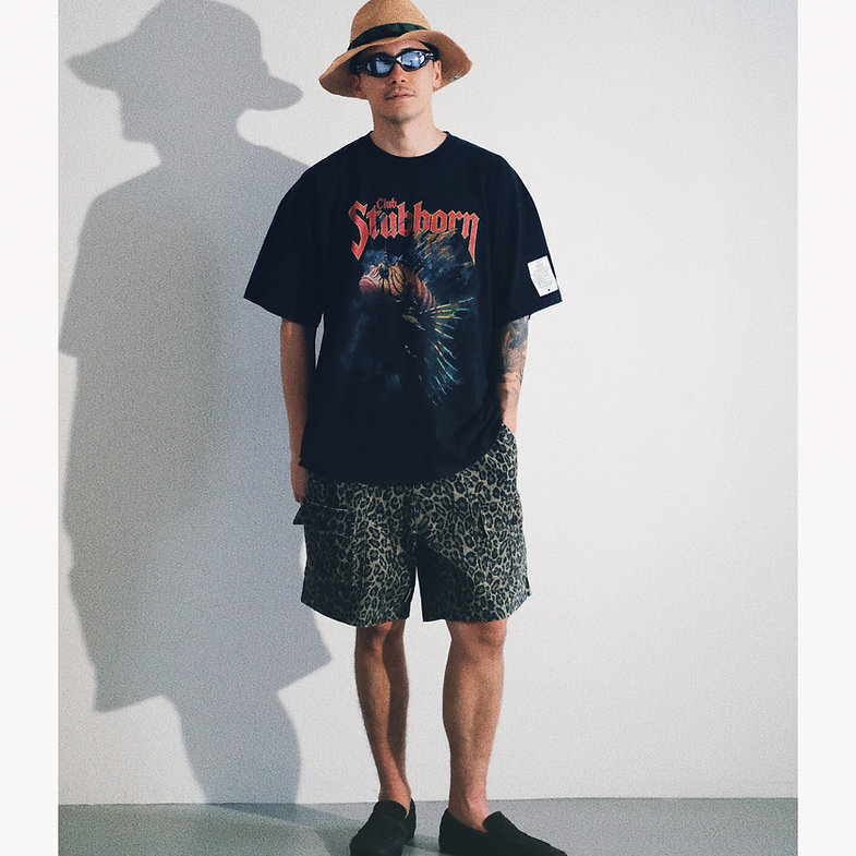 Club Stubborn Metal Lion-Fish Tee - Washed Black