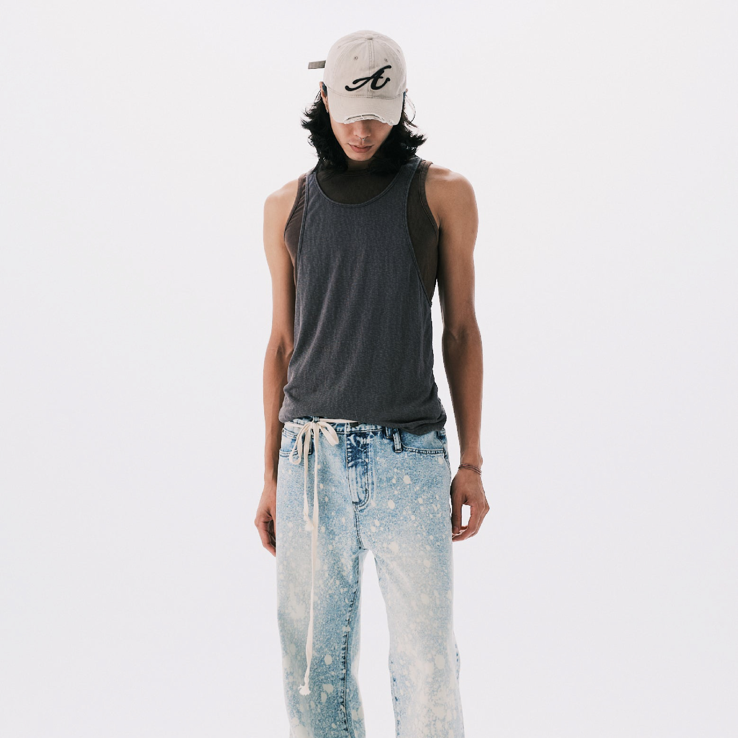 ANOWHEREMAN Double Layers Tank Top - Gray