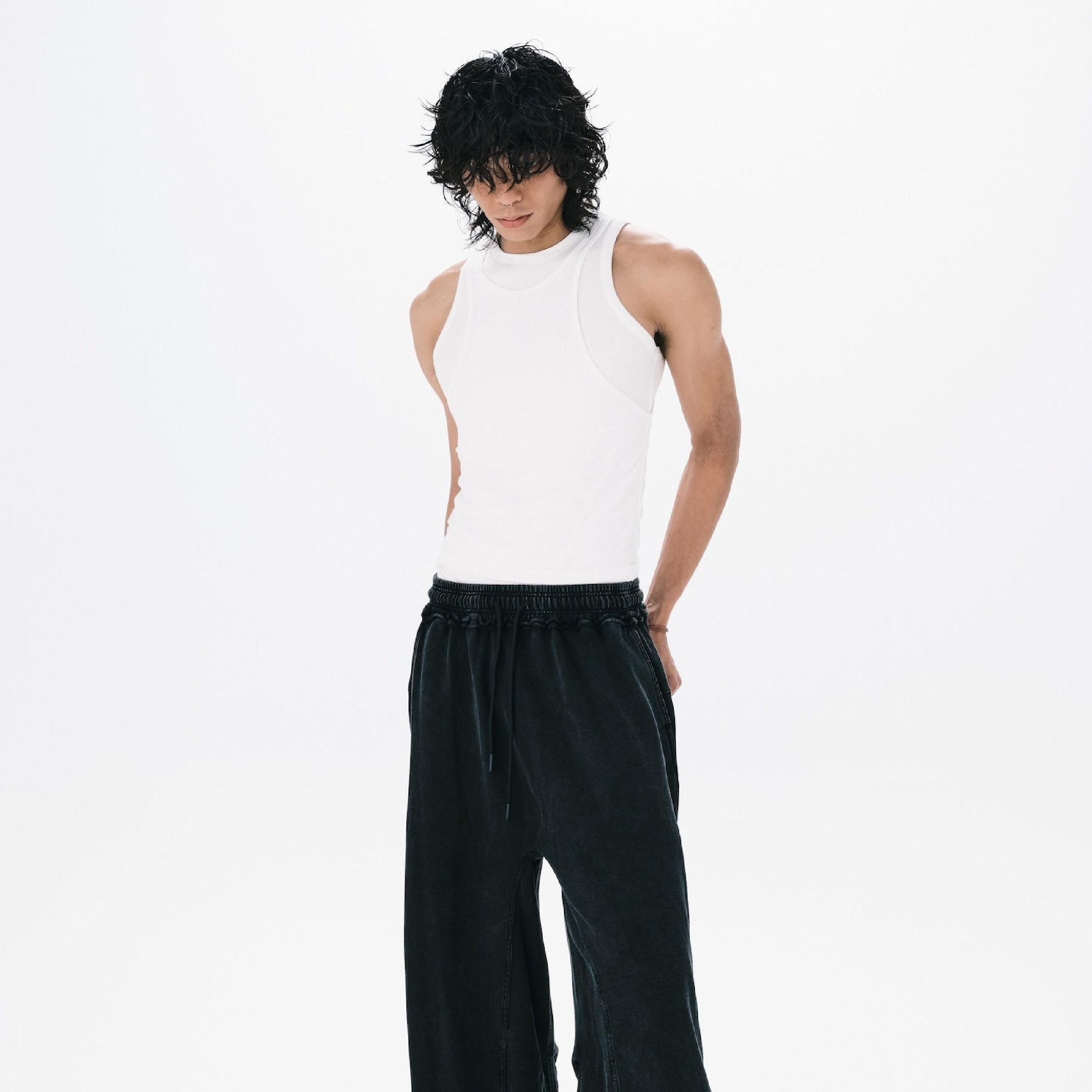 ANOWHEREMAN Double Layers Tank Top - White