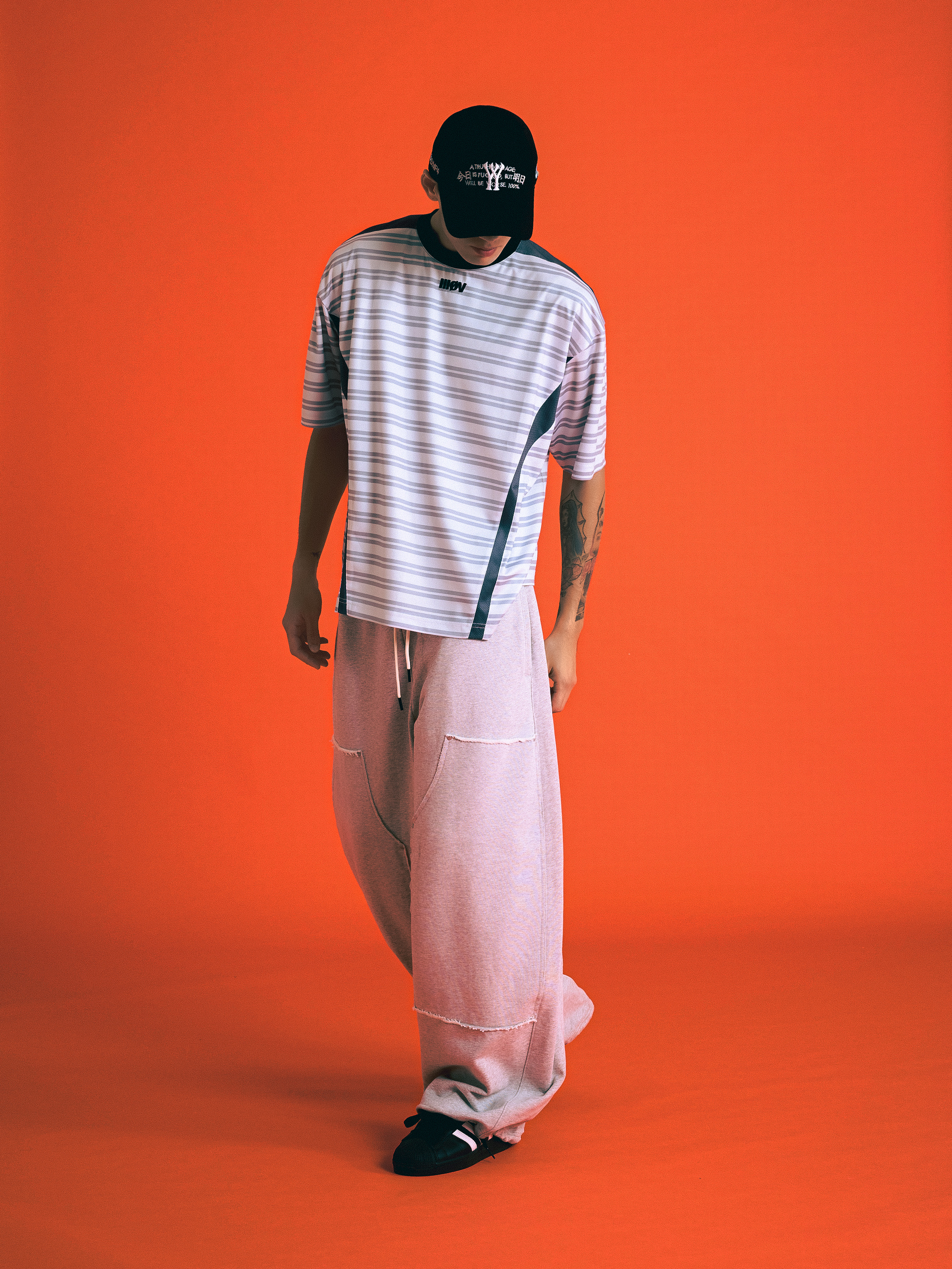 Wall of Sound - 2:09/“ANA” Stripe Lab-Jersey Tee - L.Gray