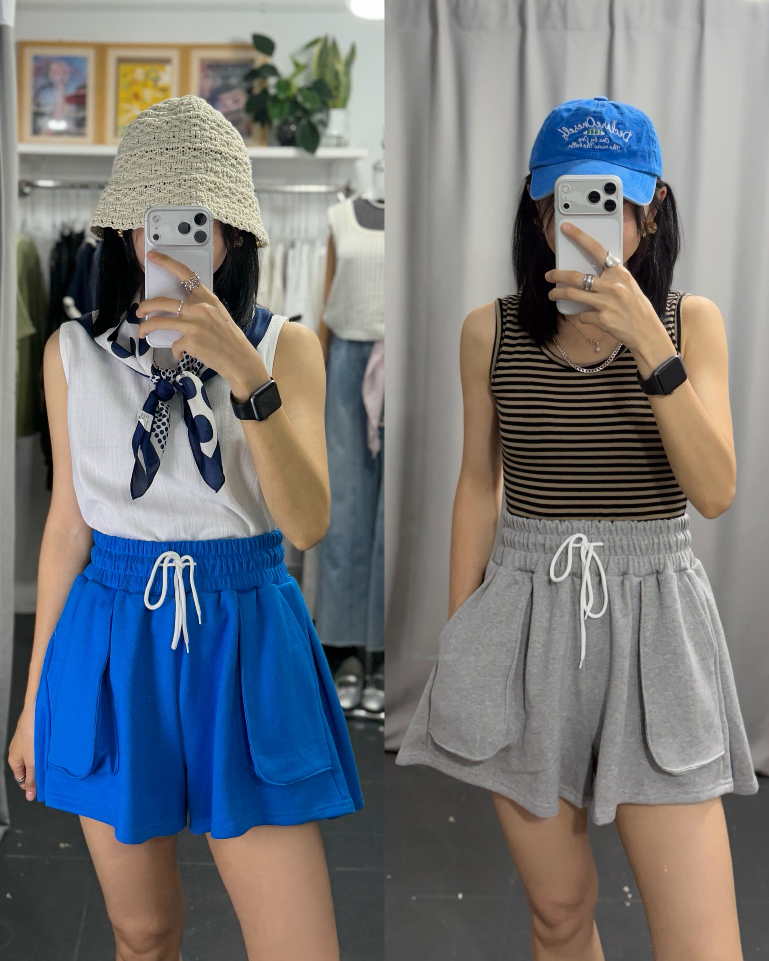 5月新品♥粗橡筋腰cotton短褲