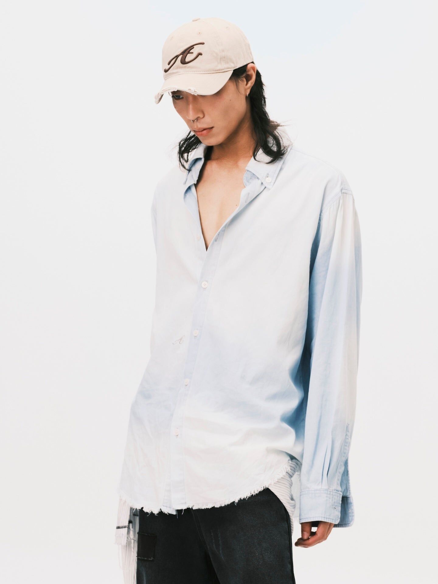 ANOWHEREMAN｜Washed Denim Shirt (Blue)