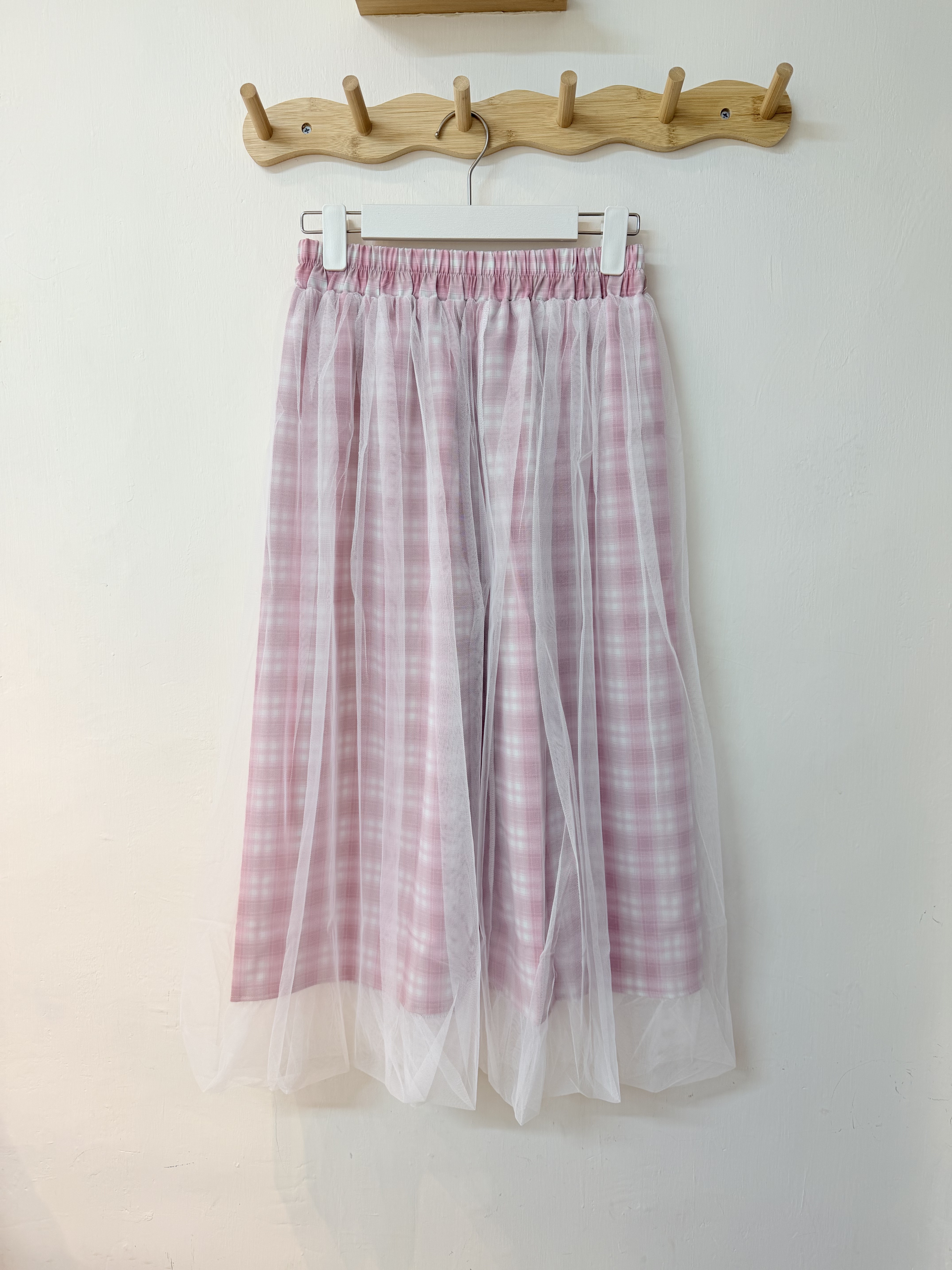 可愛い♡ 小個子必入✨ 裙長76cm💡格子拼紗雲朵半身裙☁️